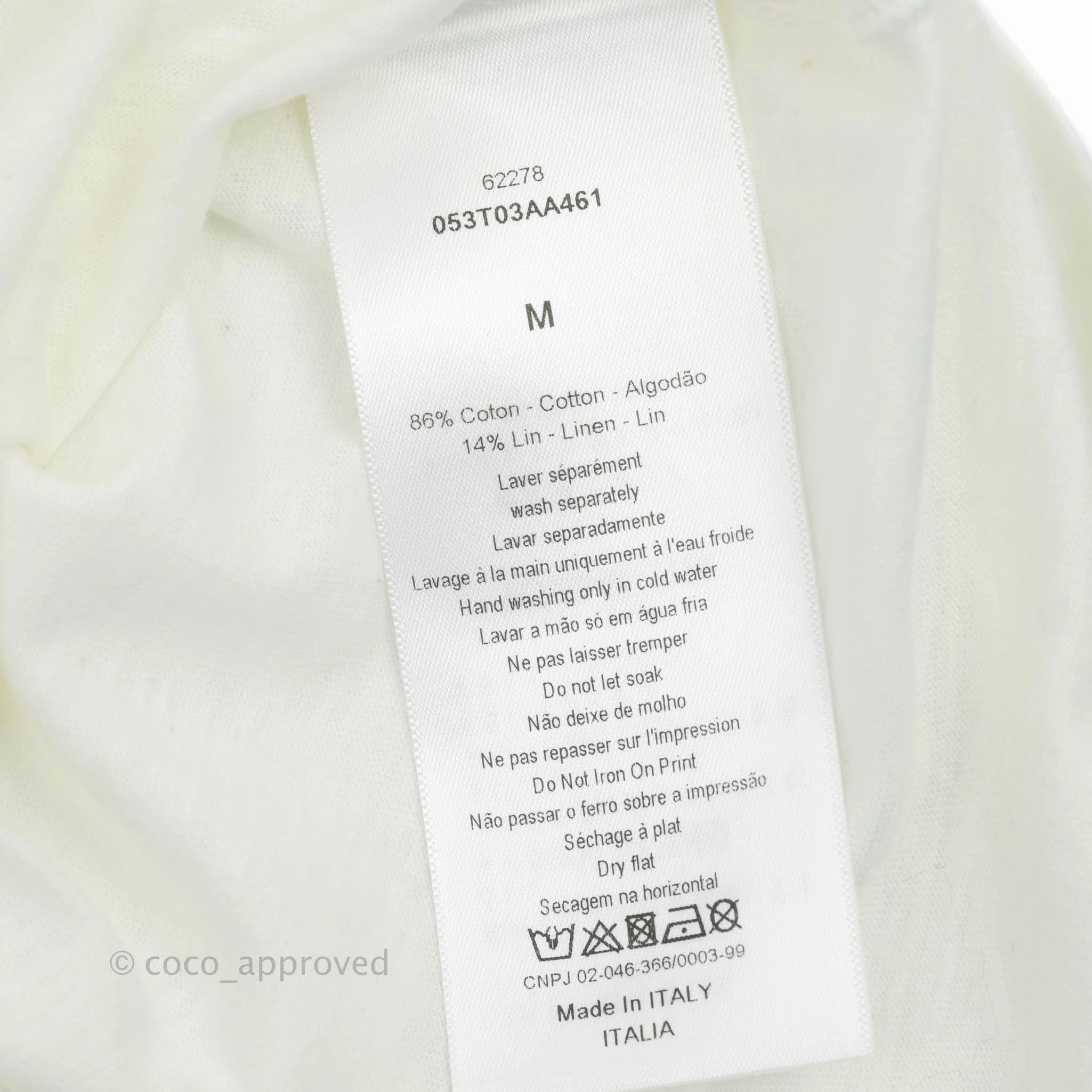 Dior Love T-shirt Off White Cotton and Linen Size M