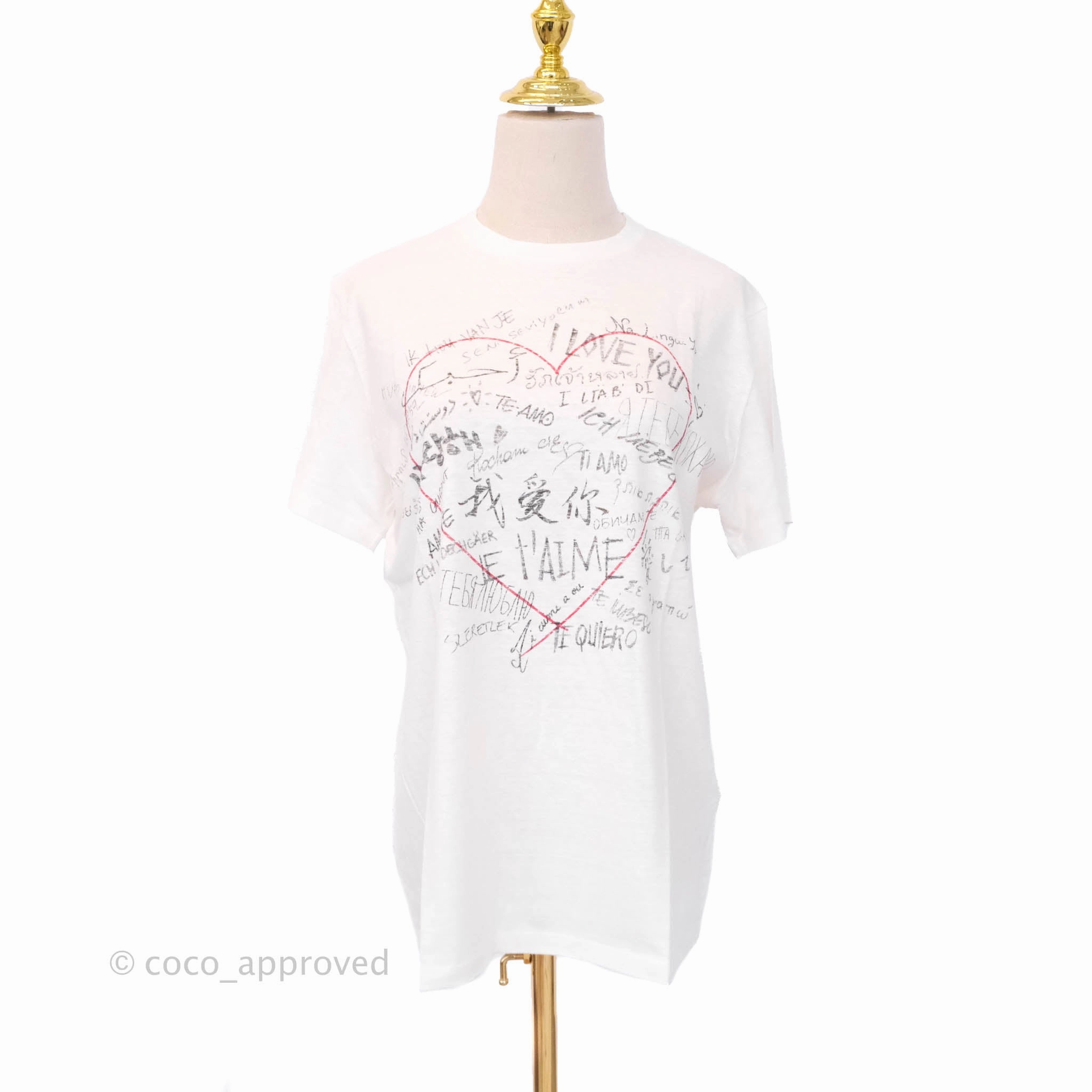 Dior Love T-shirt Off White Cotton and Linen Size M