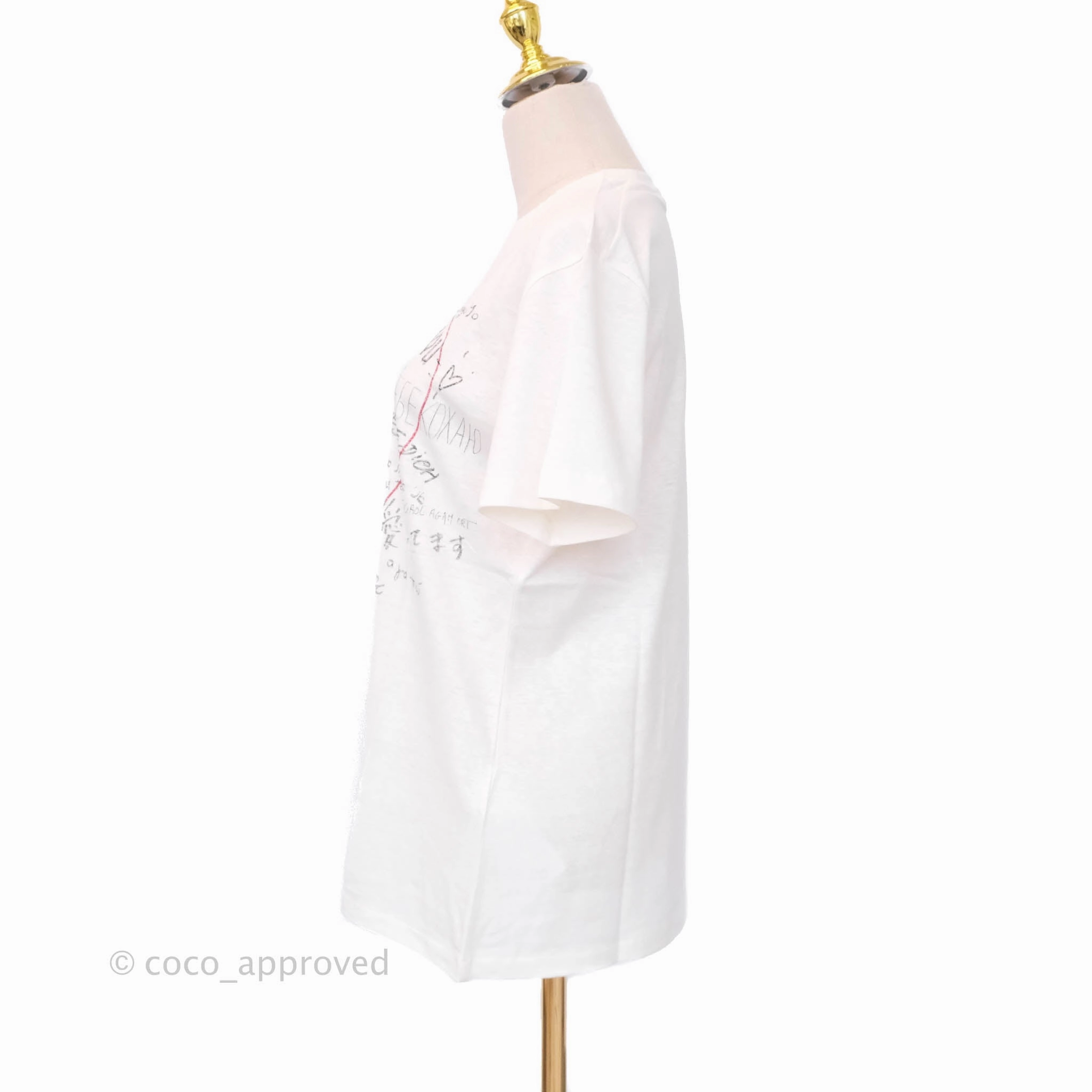 Dior Love T-shirt Off White Cotton and Linen Size M