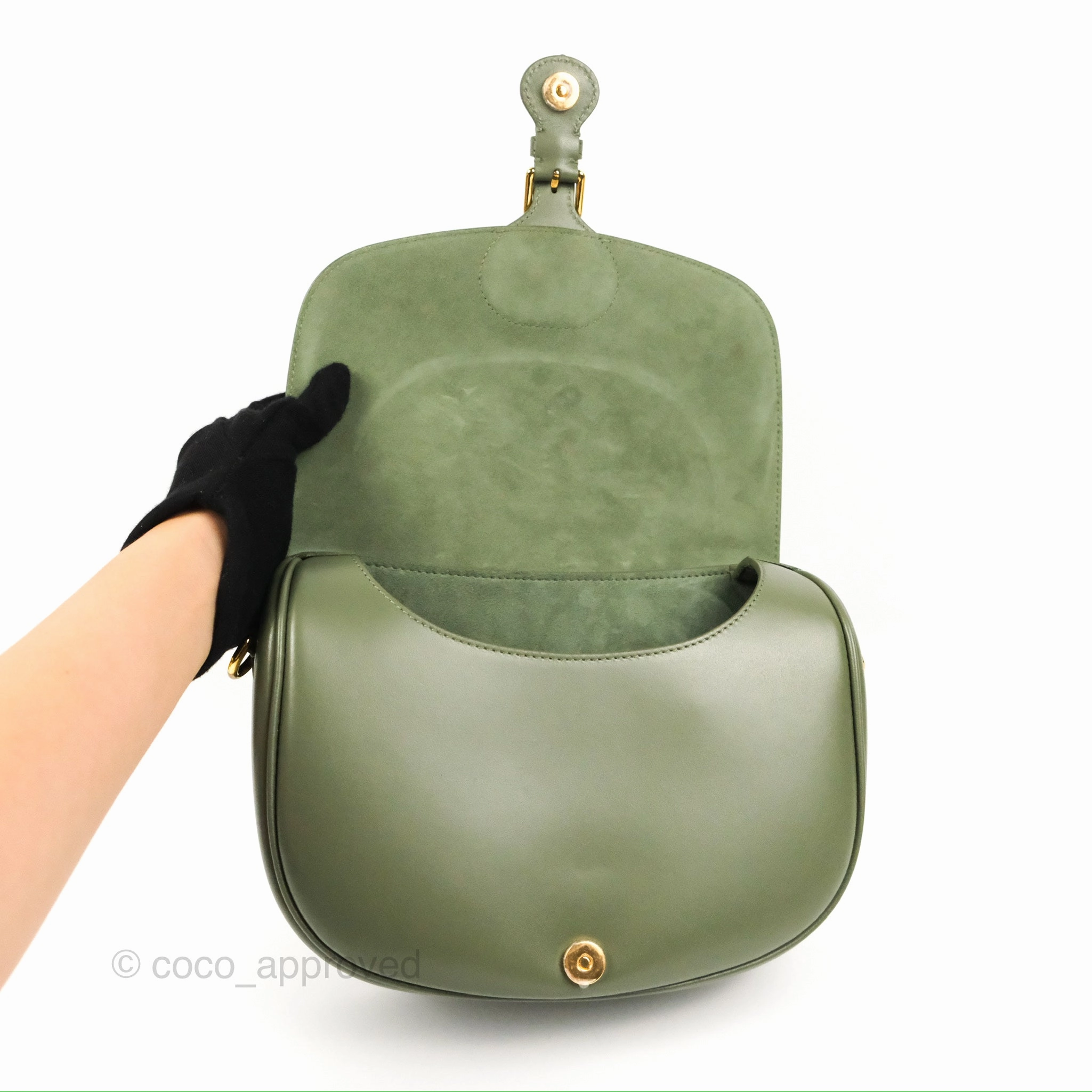 Dior Medium Bobby Bag Cedar Green Calfskin Gold Hardware