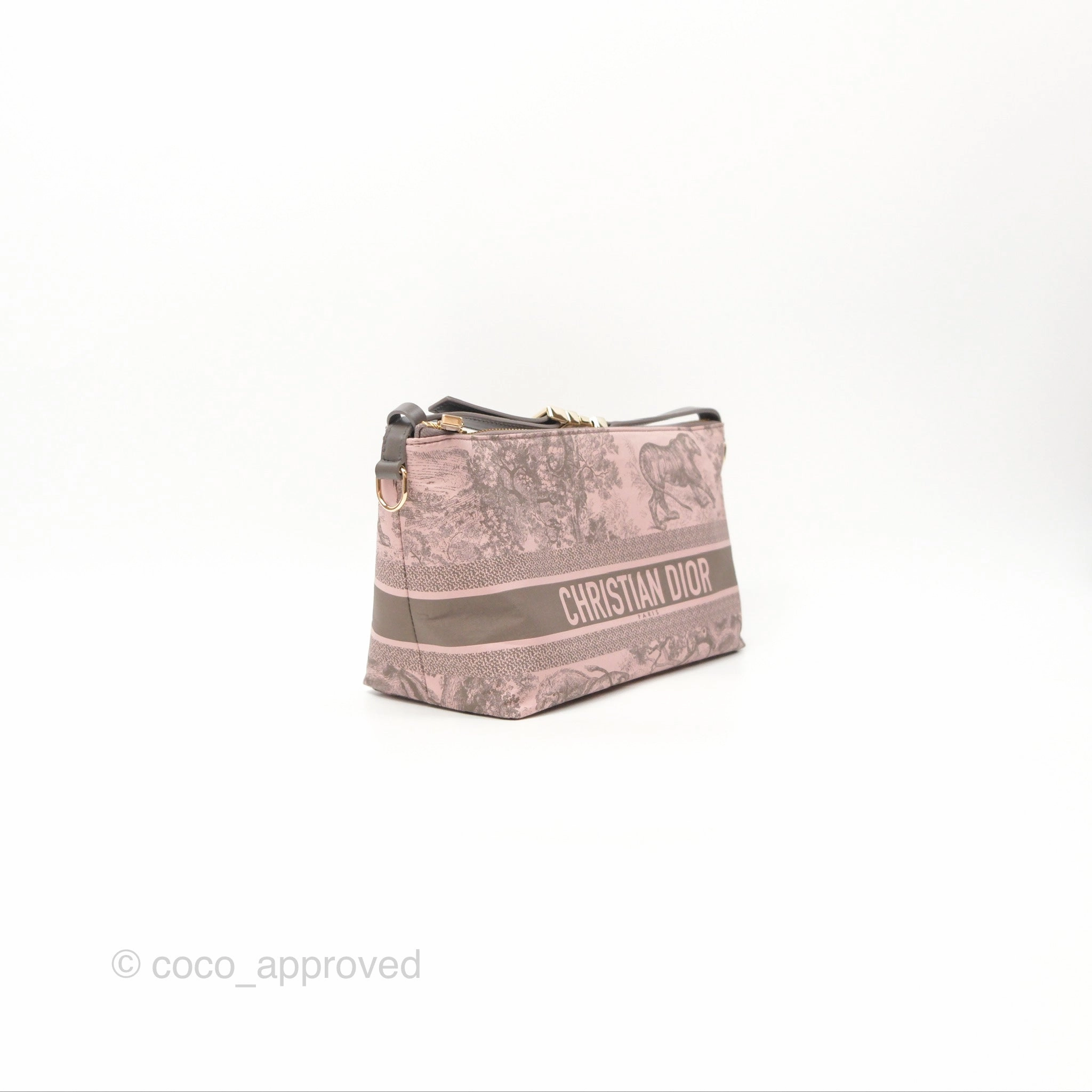 Dior Medium DiorTravel Nomad Pouch Pink Grey Toile de Jouy Reverse Technical Fabric
