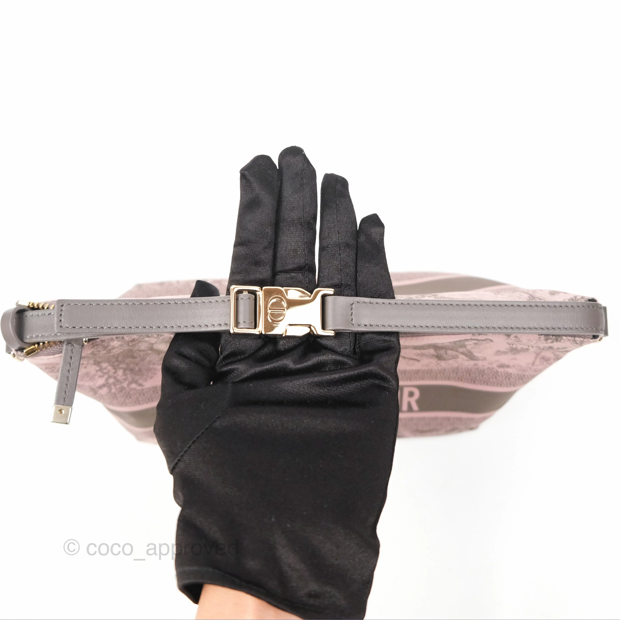Dior Medium DiorTravel Nomad Pouch Pink Grey Toile de Jouy Reverse Technical Fabric