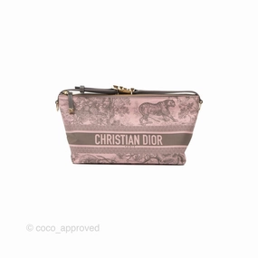 Dior Medium DiorTravel Nomad Pouch Pink Grey Toile de Jouy Reverse Technical Fabric
