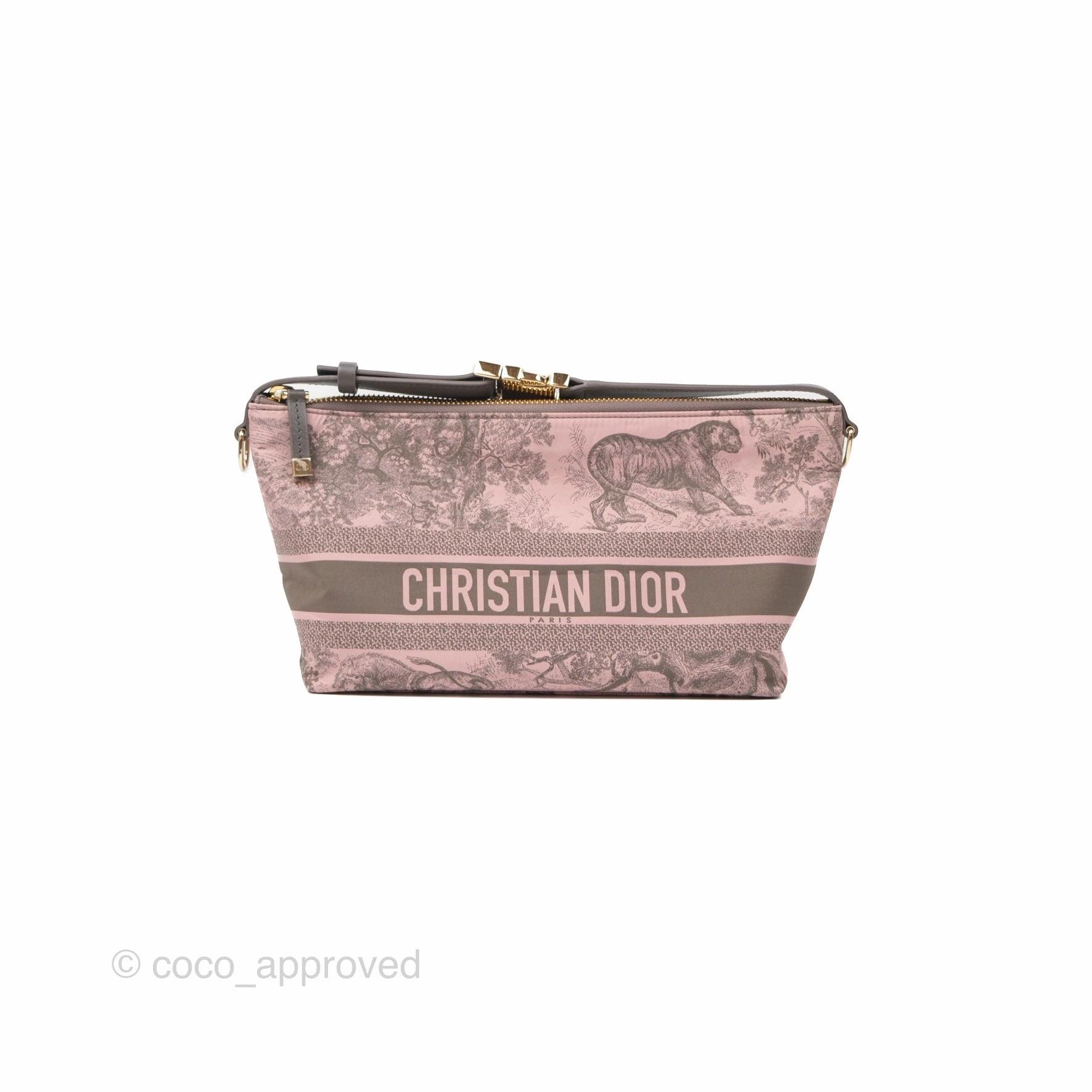 Dior Medium DiorTravel Nomad Pouch Pink Grey Toile de Jouy Reverse Technical Fabric