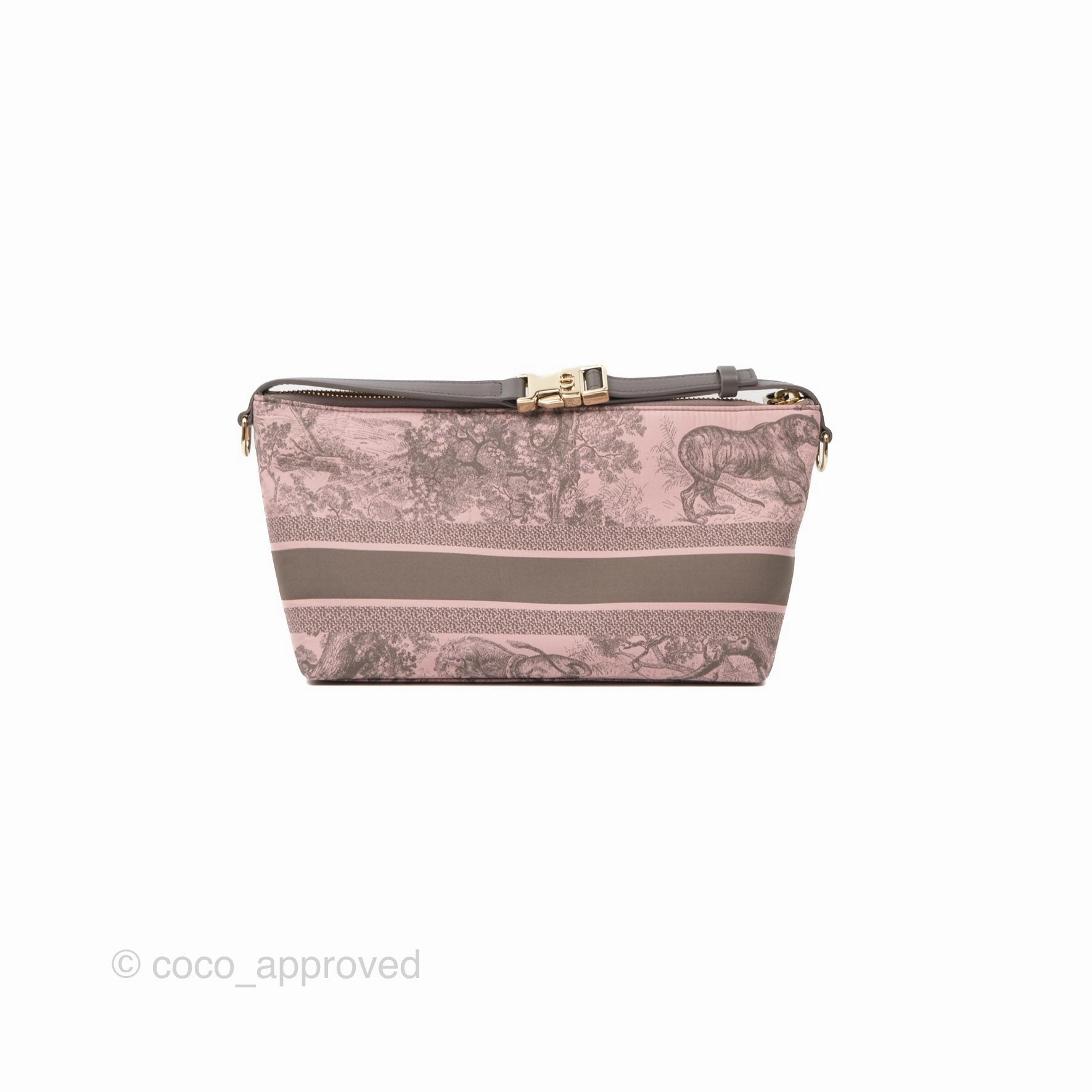Dior Medium DiorTravel Nomad Pouch Pink Grey Toile de Jouy Reverse Technical Fabric
