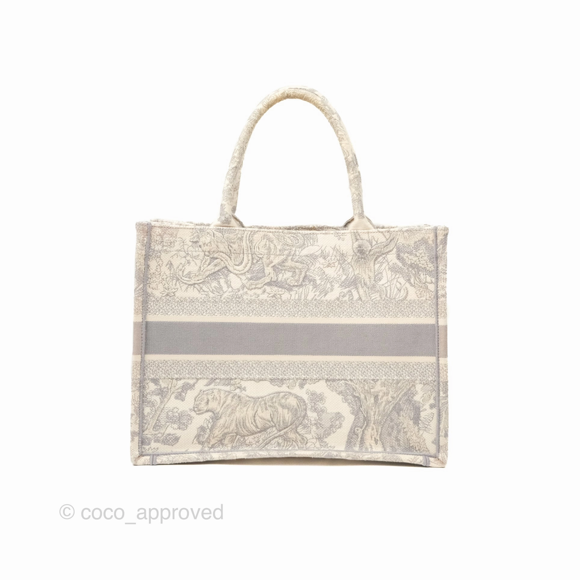 Dior Medium (Old Small) Embroidered Toile De Jouy Book Tote Light Grey Canvas