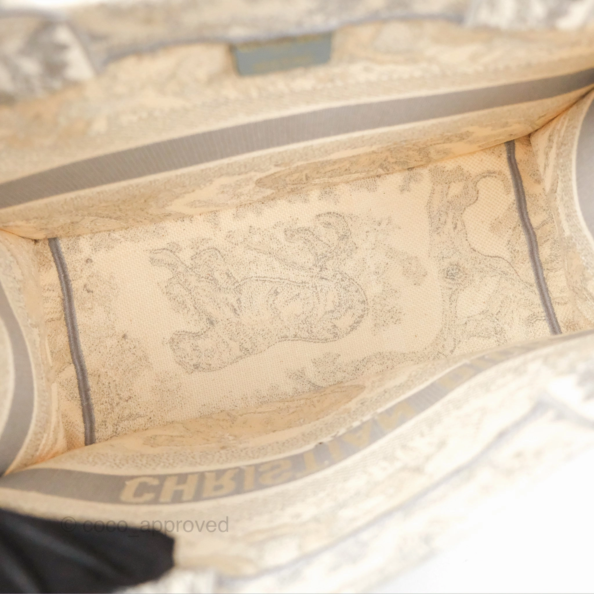 Dior Medium (Old Small) Embroidered Toile De Jouy Book Tote Light Grey Canvas