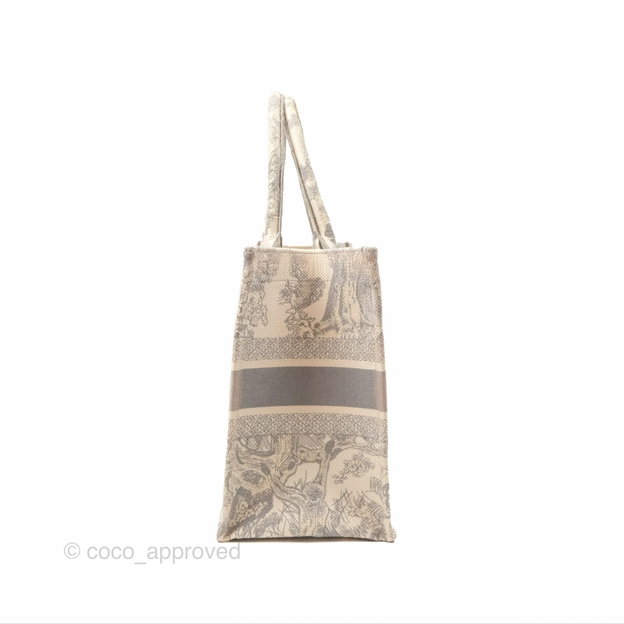 Dior Medium (Old Small) Embroidered Toile De Jouy Book Tote Light Grey Canvas