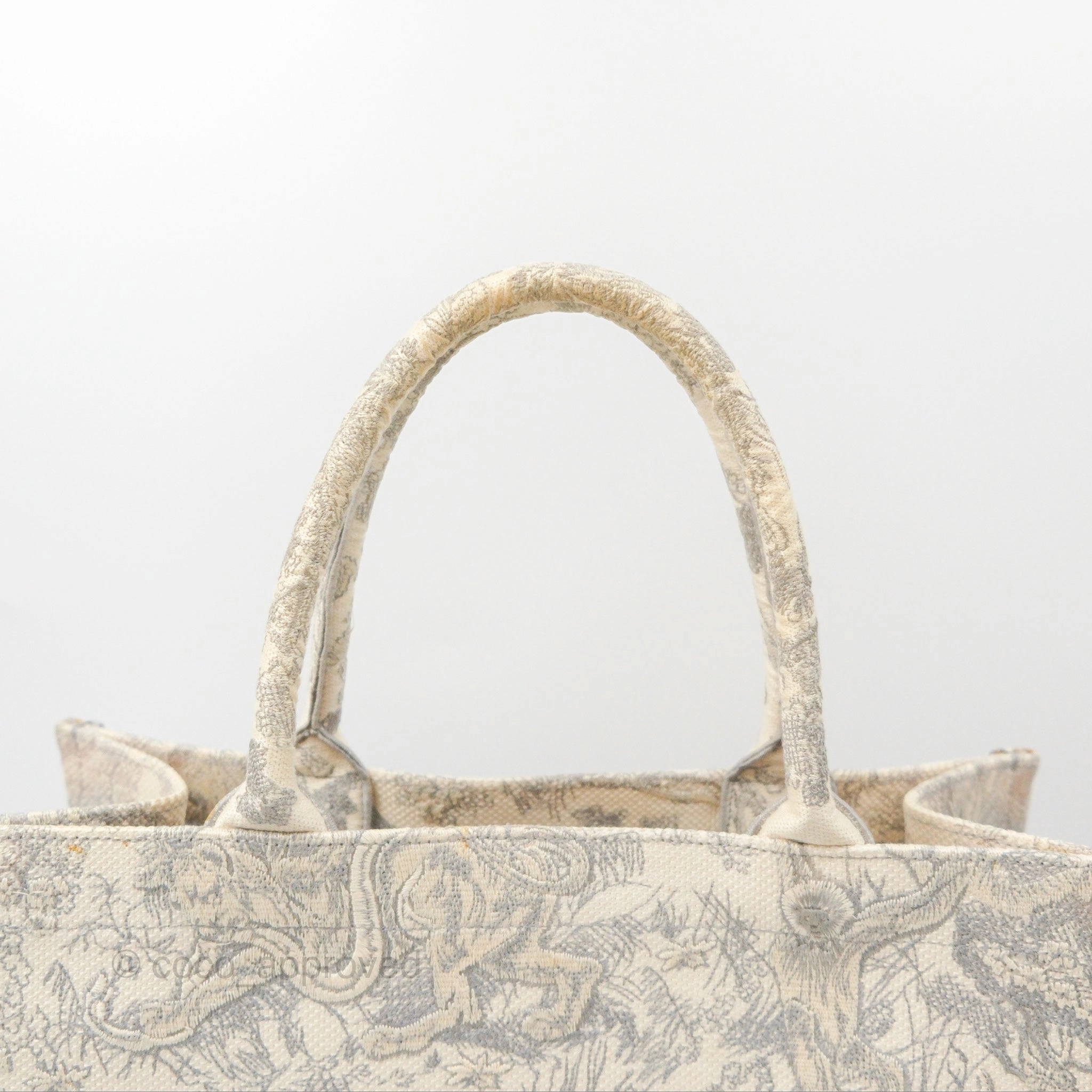 Dior Medium (Old Small) Embroidered Toile De Jouy Book Tote Light Grey Canvas