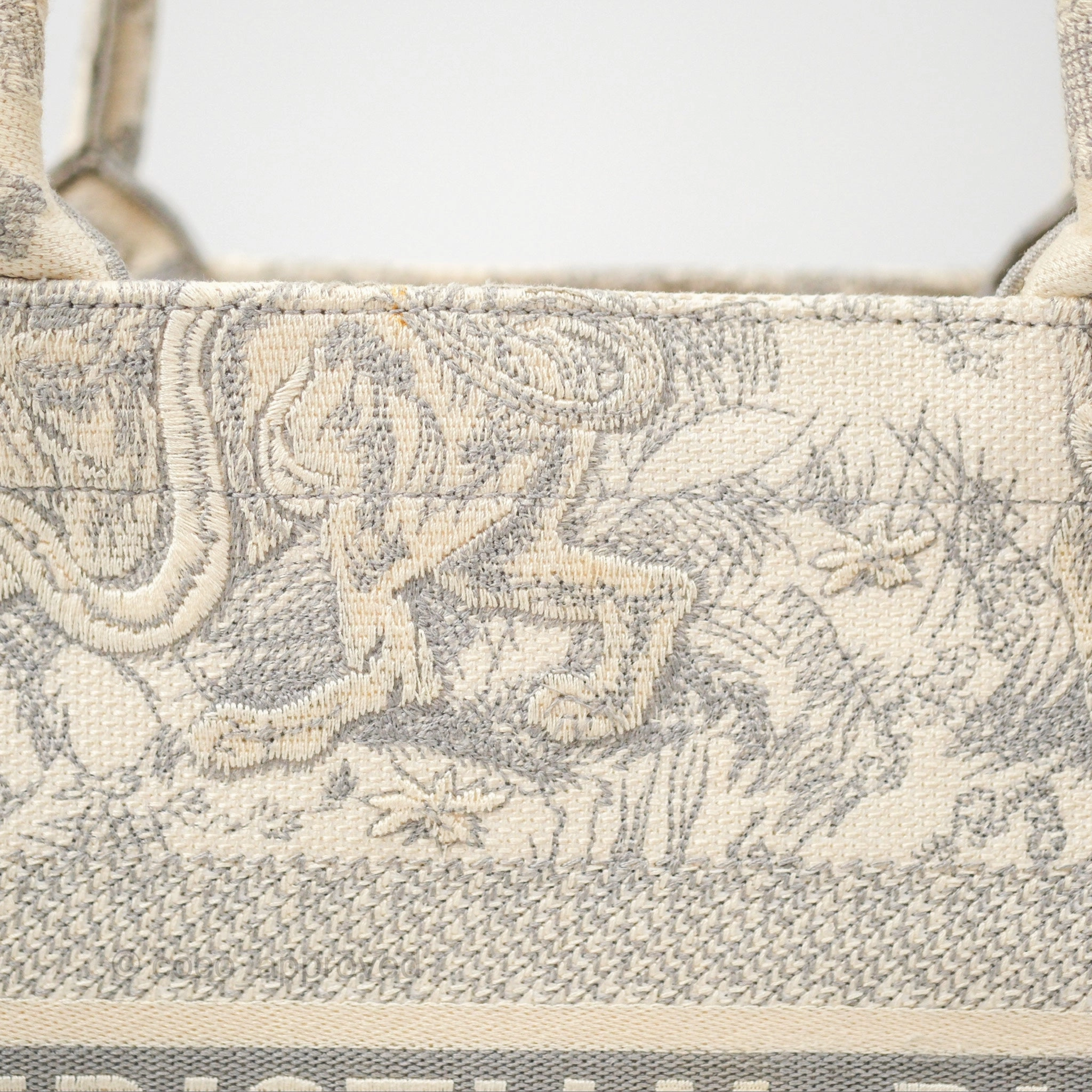 Dior Medium (Old Small) Embroidered Toile De Jouy Book Tote Light Grey Canvas