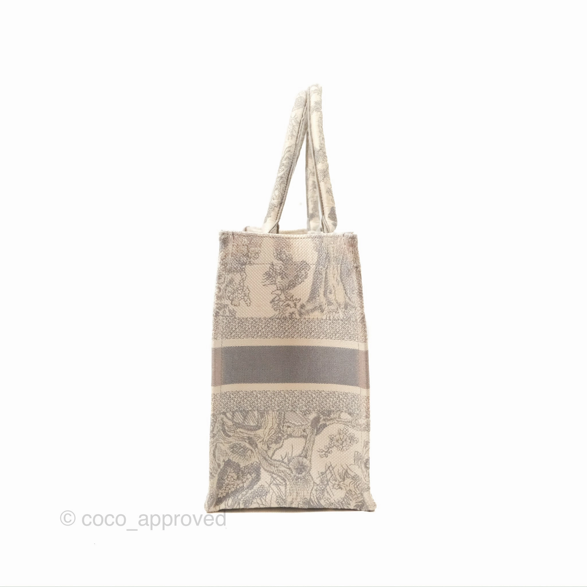 Dior Medium (Old Small) Embroidered Toile De Jouy Book Tote Light Grey Canvas