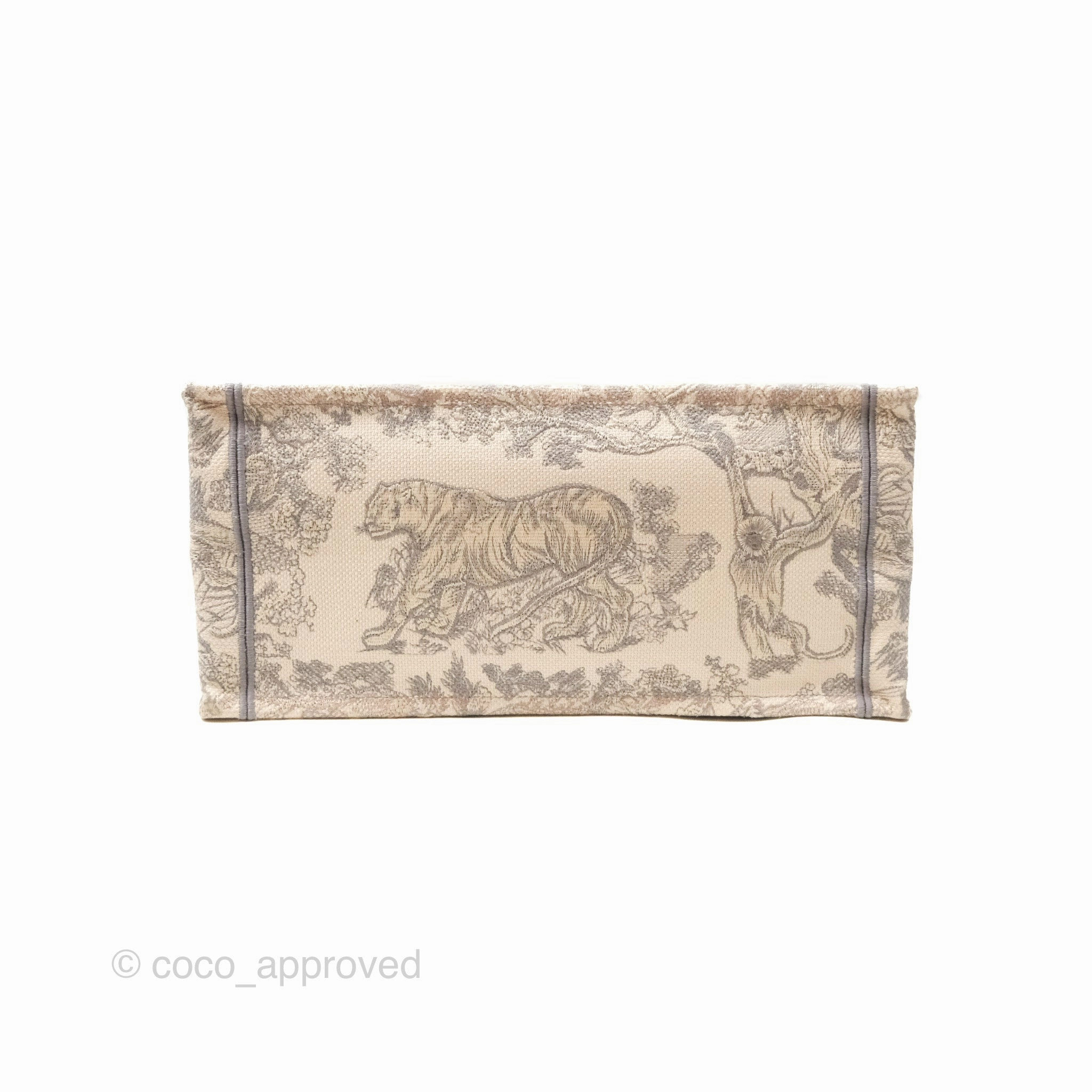 Dior Medium (Old Small) Embroidered Toile De Jouy Book Tote Light Grey Canvas