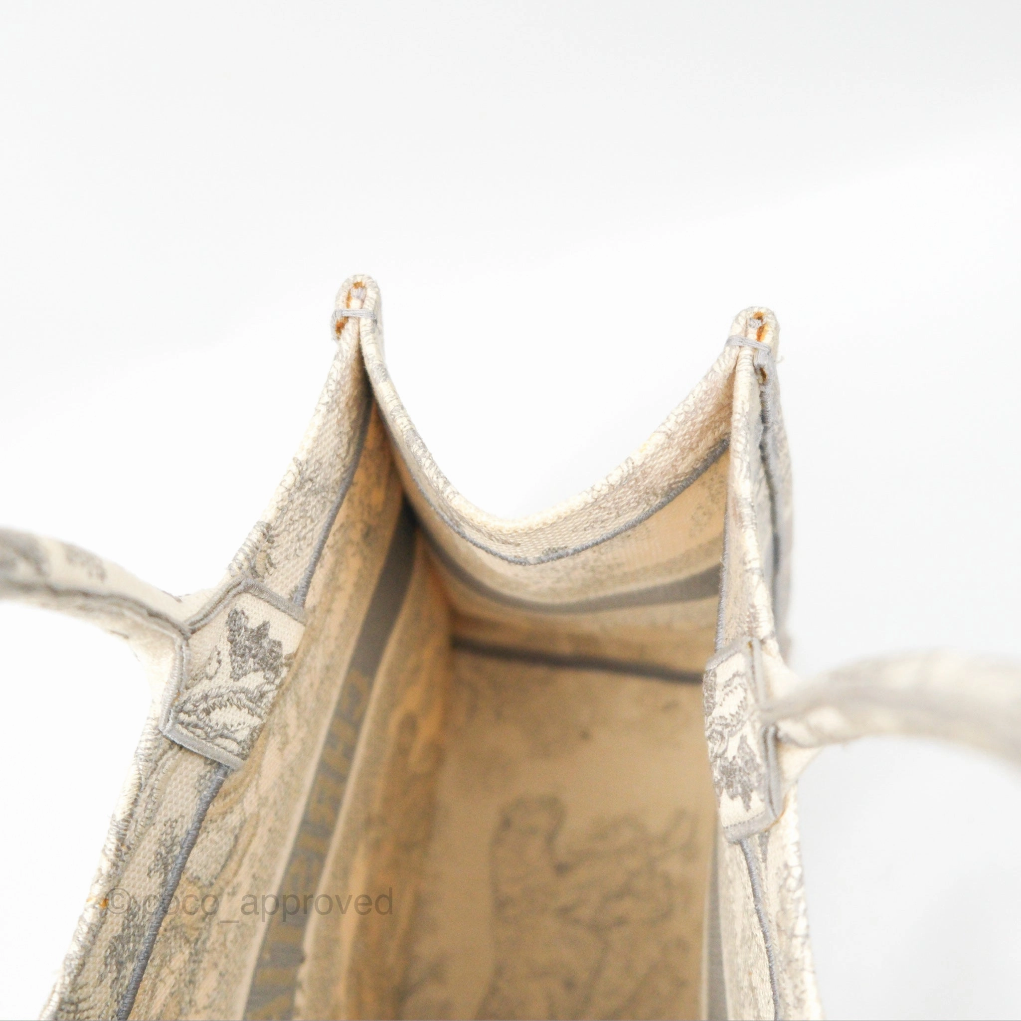 Dior Medium (Old Small) Embroidered Toile De Jouy Book Tote Light Grey Canvas