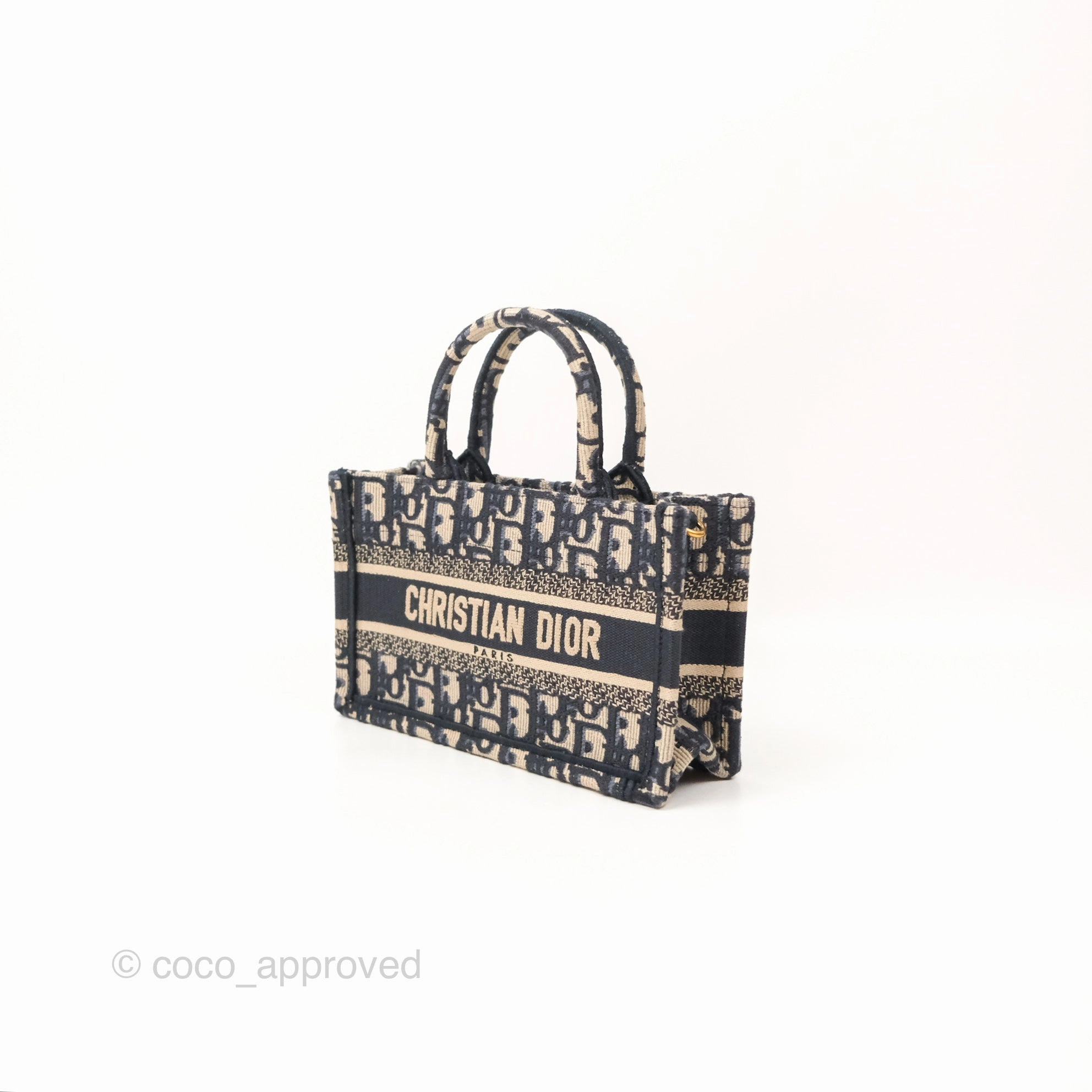 Dior Mini Book Tote With Strap Oblique Blue