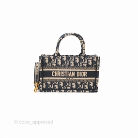 Dior Mini Book Tote With Strap Oblique Blue