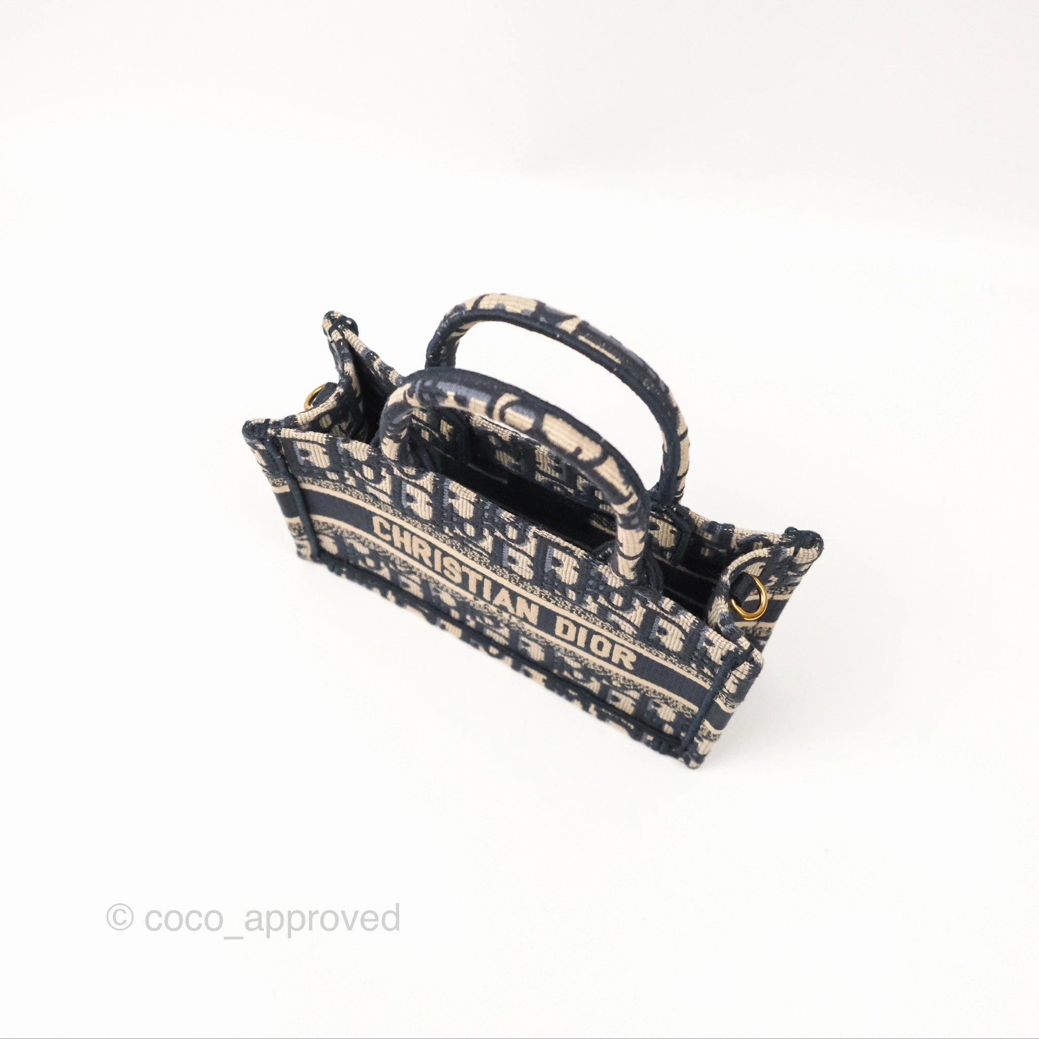 Dior Mini Book Tote With Strap Oblique Blue