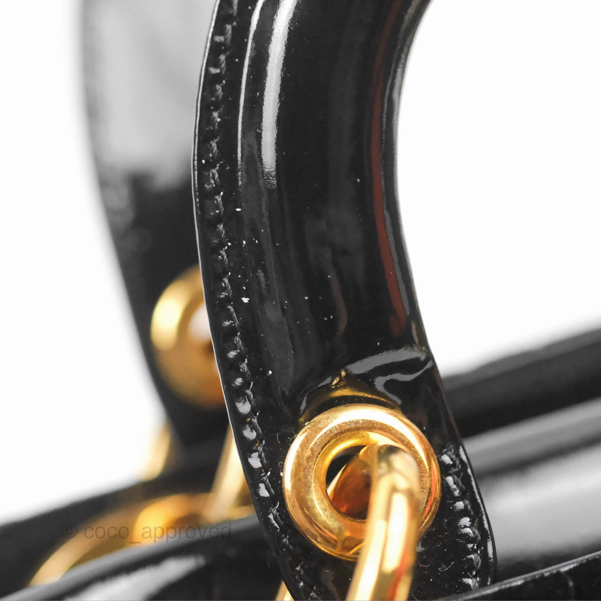 Dior Mini Lady Dior Cannage Black Suede Patent Gold Hardware