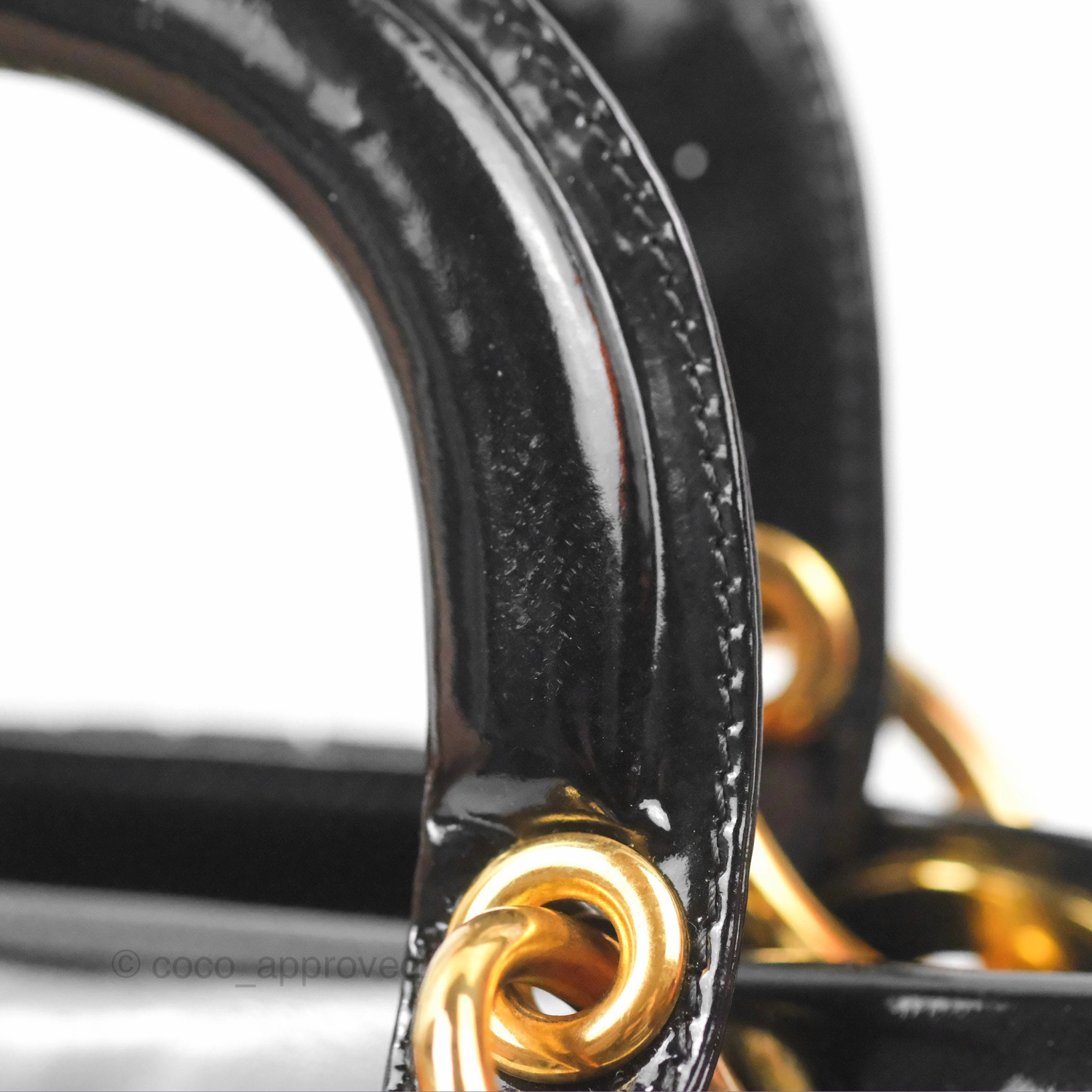 Dior Mini Lady Dior Cannage Black Suede Patent Gold Hardware