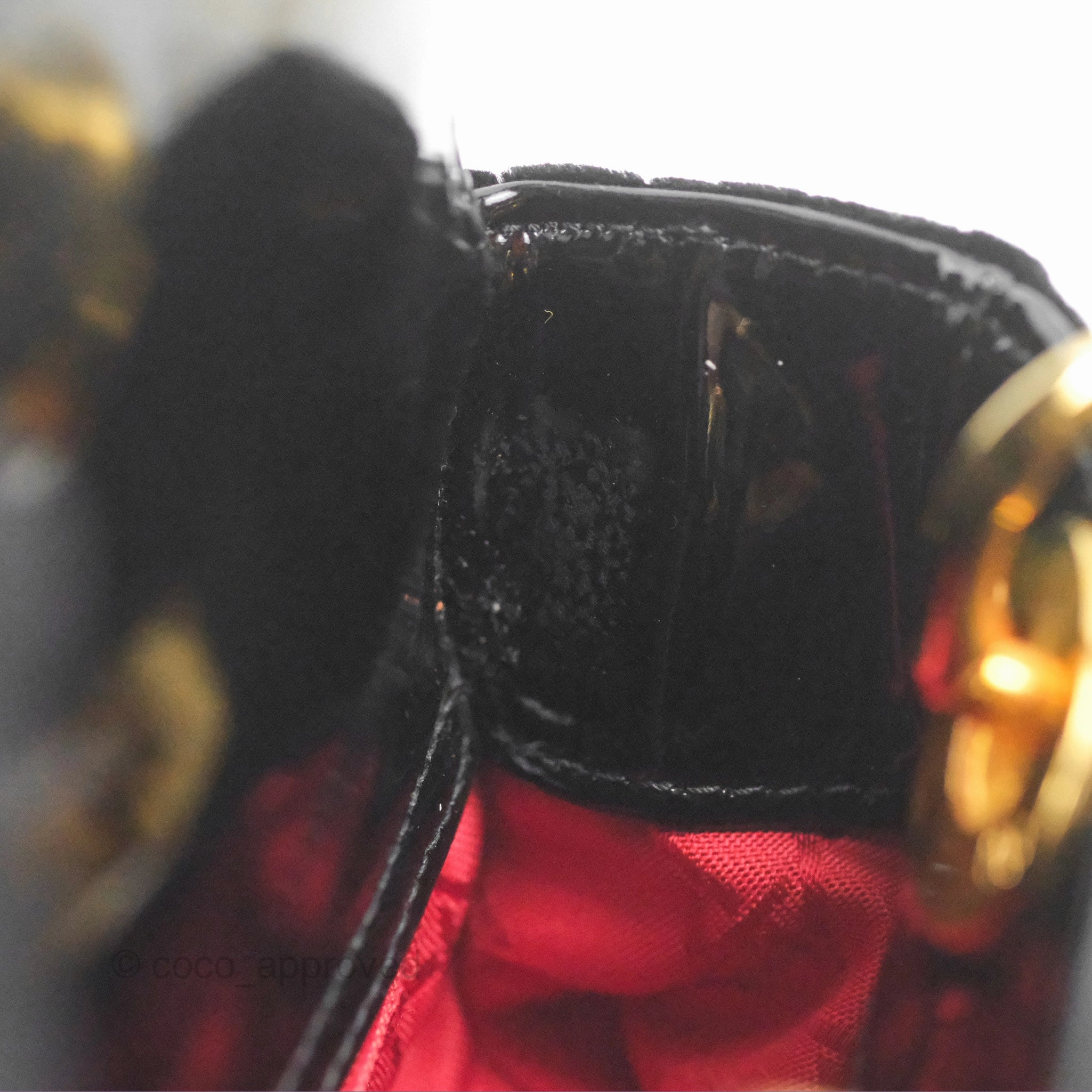 Dior Mini Lady Dior Cannage Black Suede Patent Gold Hardware