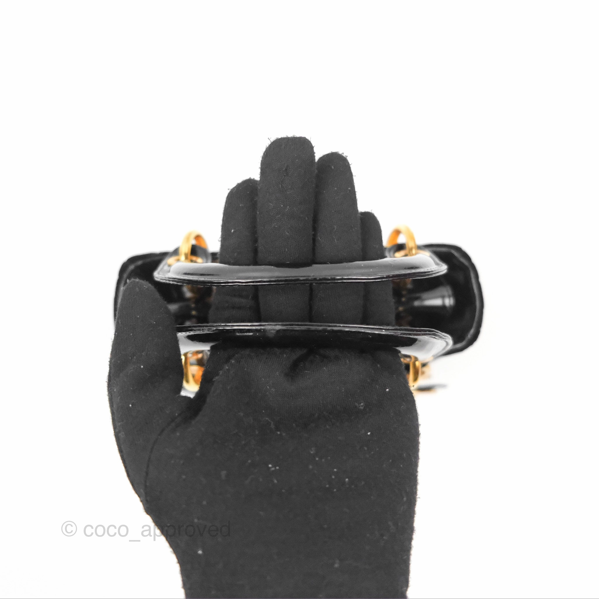 Dior Mini Lady Dior Cannage Black Suede Patent Gold Hardware