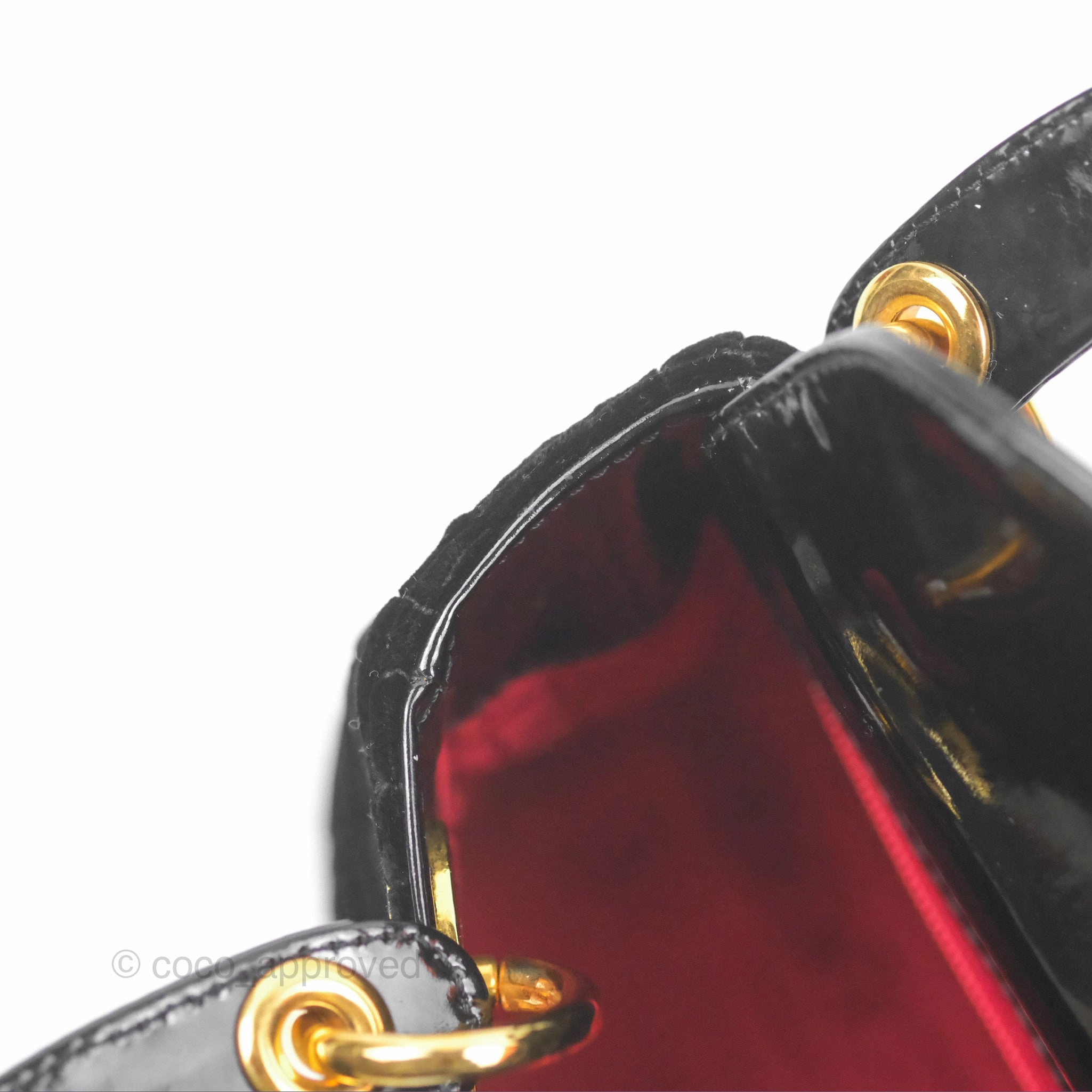 Dior Mini Lady Dior Cannage Black Suede Patent Gold Hardware