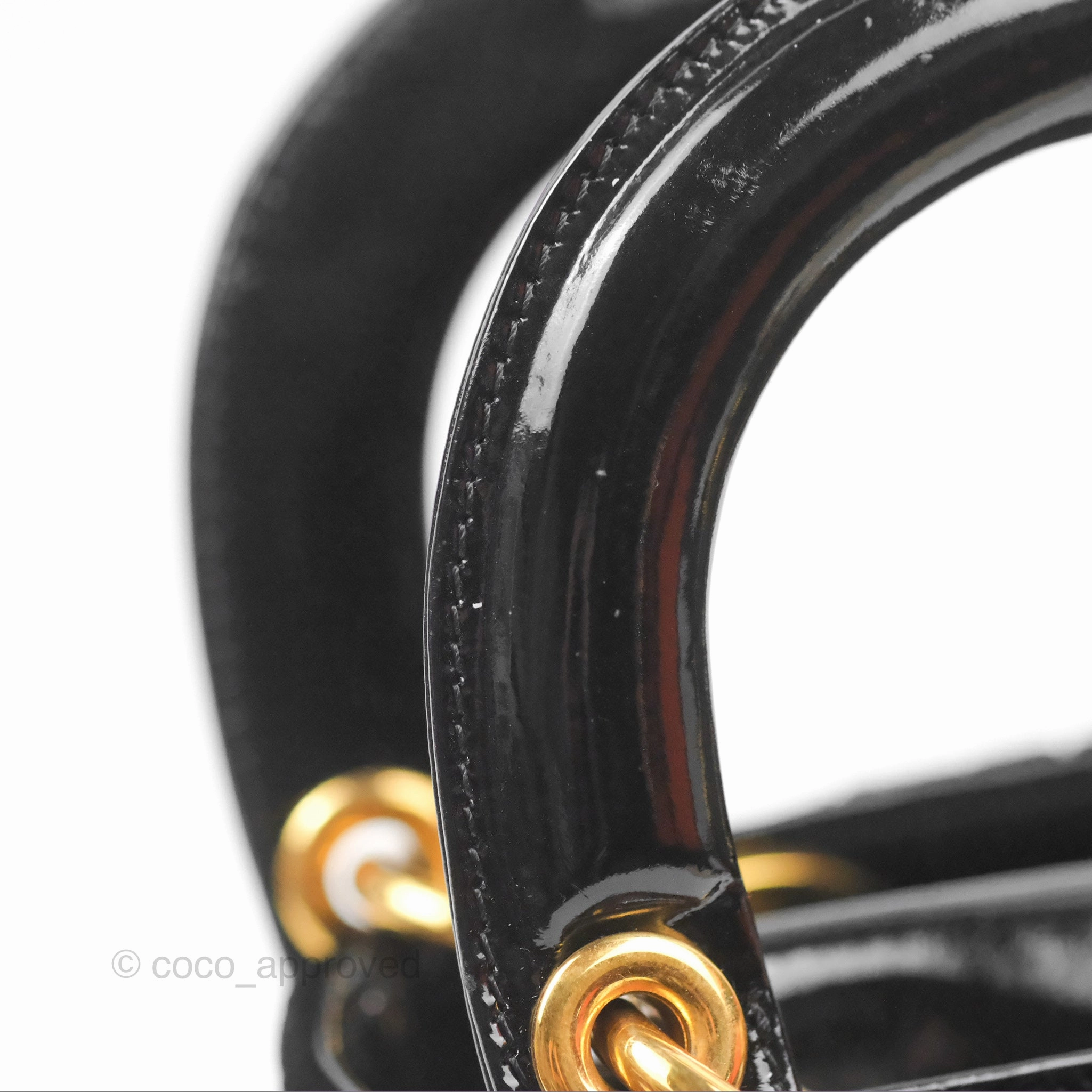 Dior Mini Lady Dior Cannage Black Suede Patent Gold Hardware