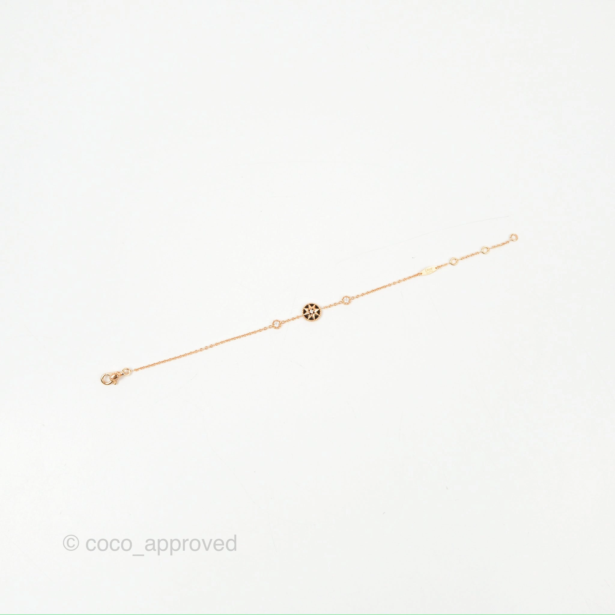 Dior Mini Rose Des Vents Bracelet 3 Diamonds Black Rose Gold