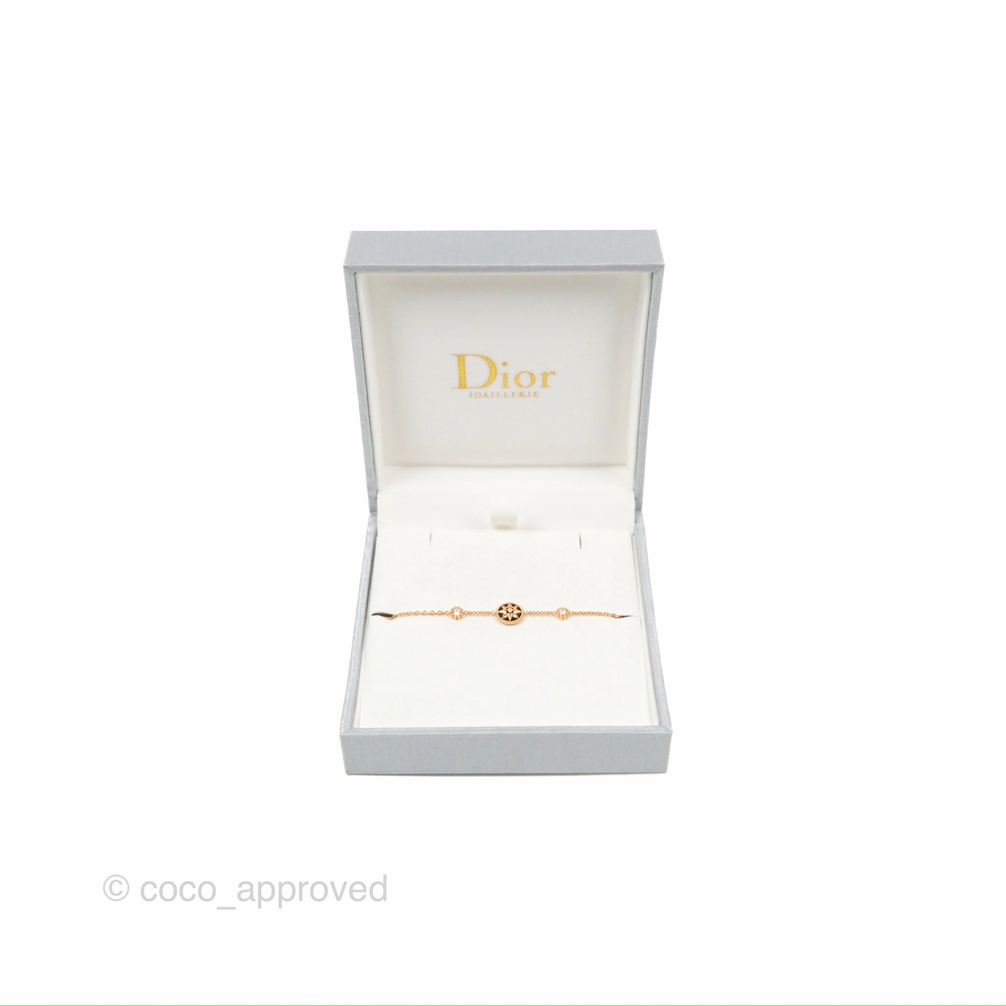 Dior Mini Rose Des Vents Bracelet 3 Diamonds Black Rose Gold