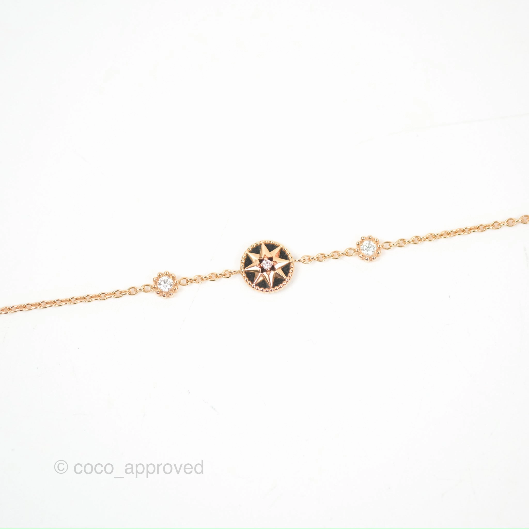 Dior Mini Rose Des Vents Bracelet 3 Diamonds Black Rose Gold