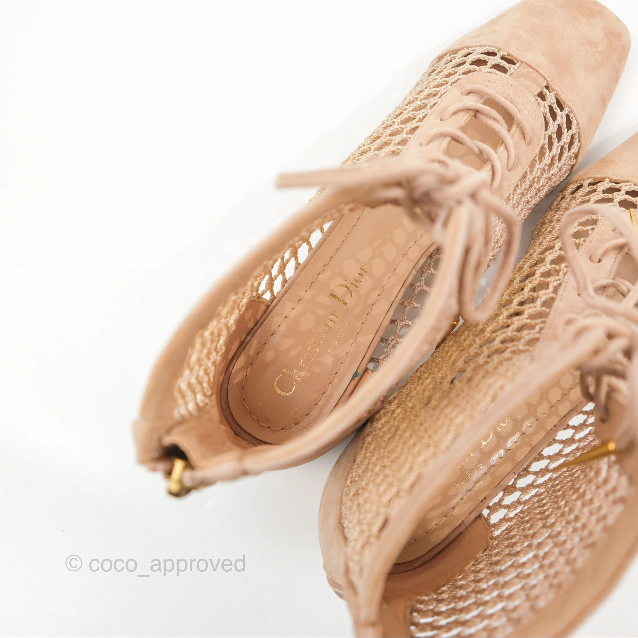Dior Naughtily-D Ankle Boots Nude Suede Size 37