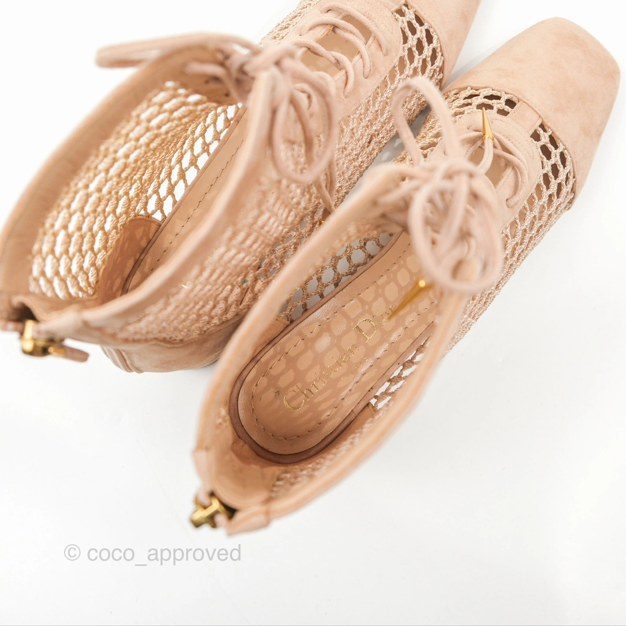 Dior Naughtily-D Ankle Boots Nude Suede Size 37