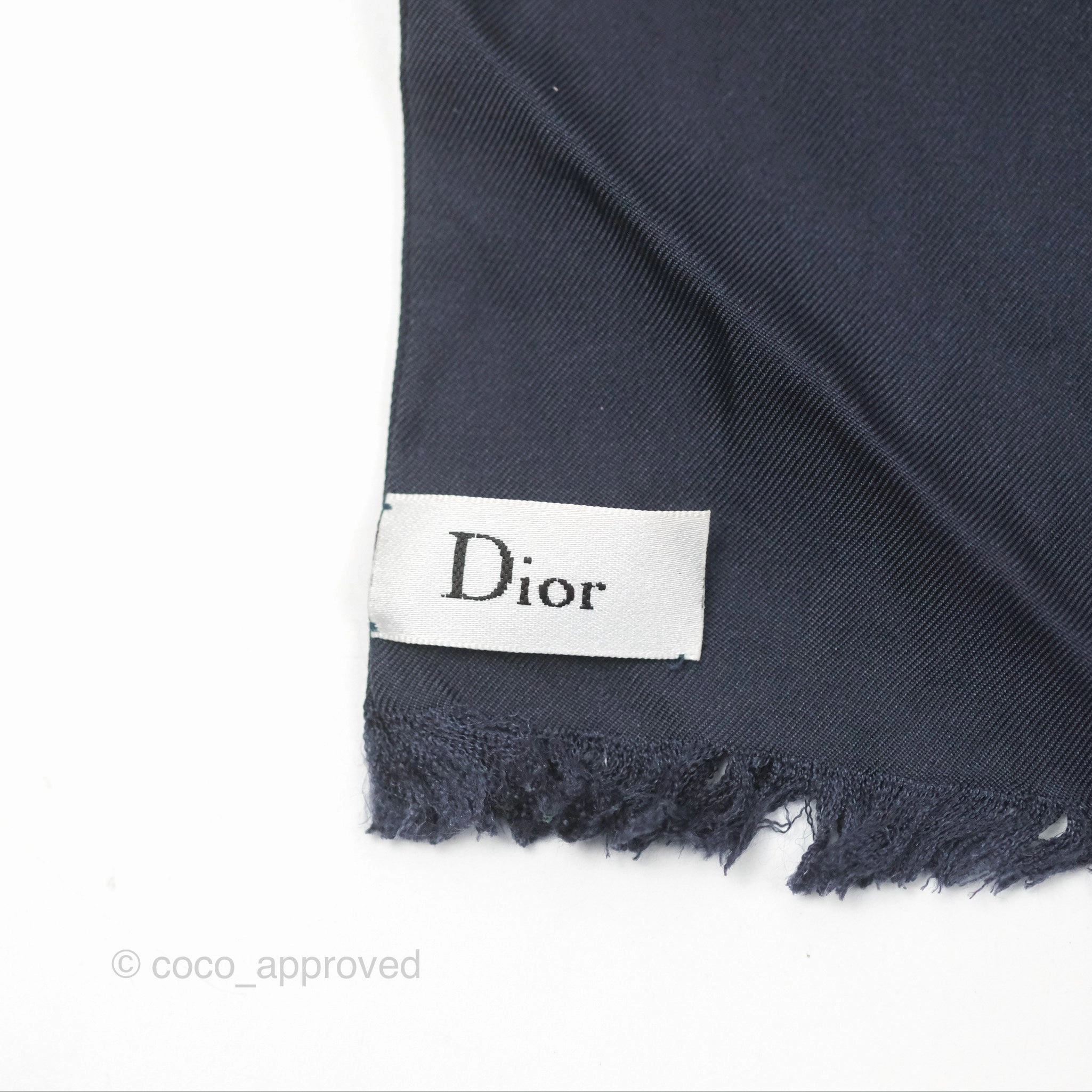 Dior Oblique Stole Navy Blue Silk Twill