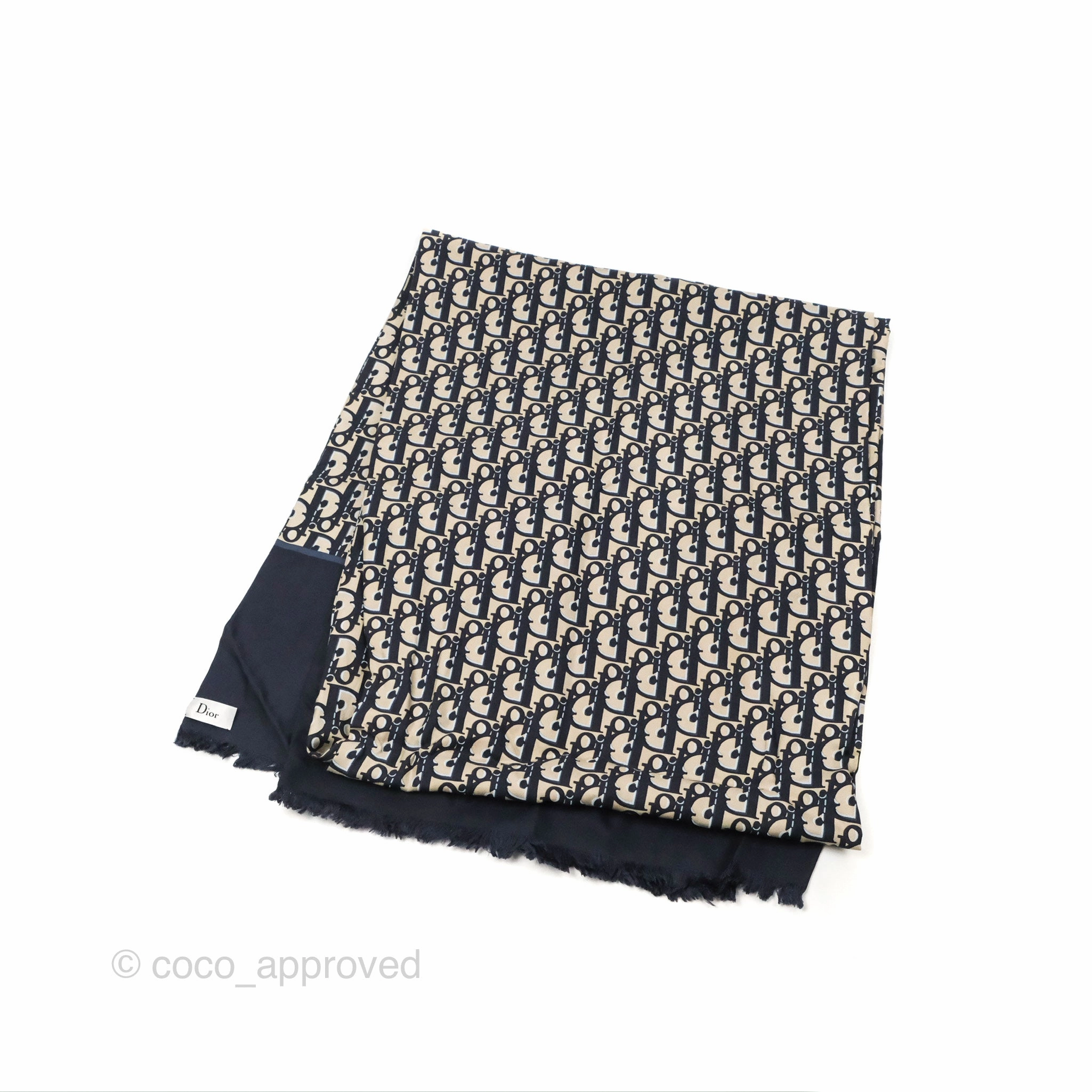 Dior Oblique Stole Navy Blue Silk Twill