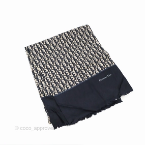 Dior Oblique Stole Navy Blue Silk Twill
