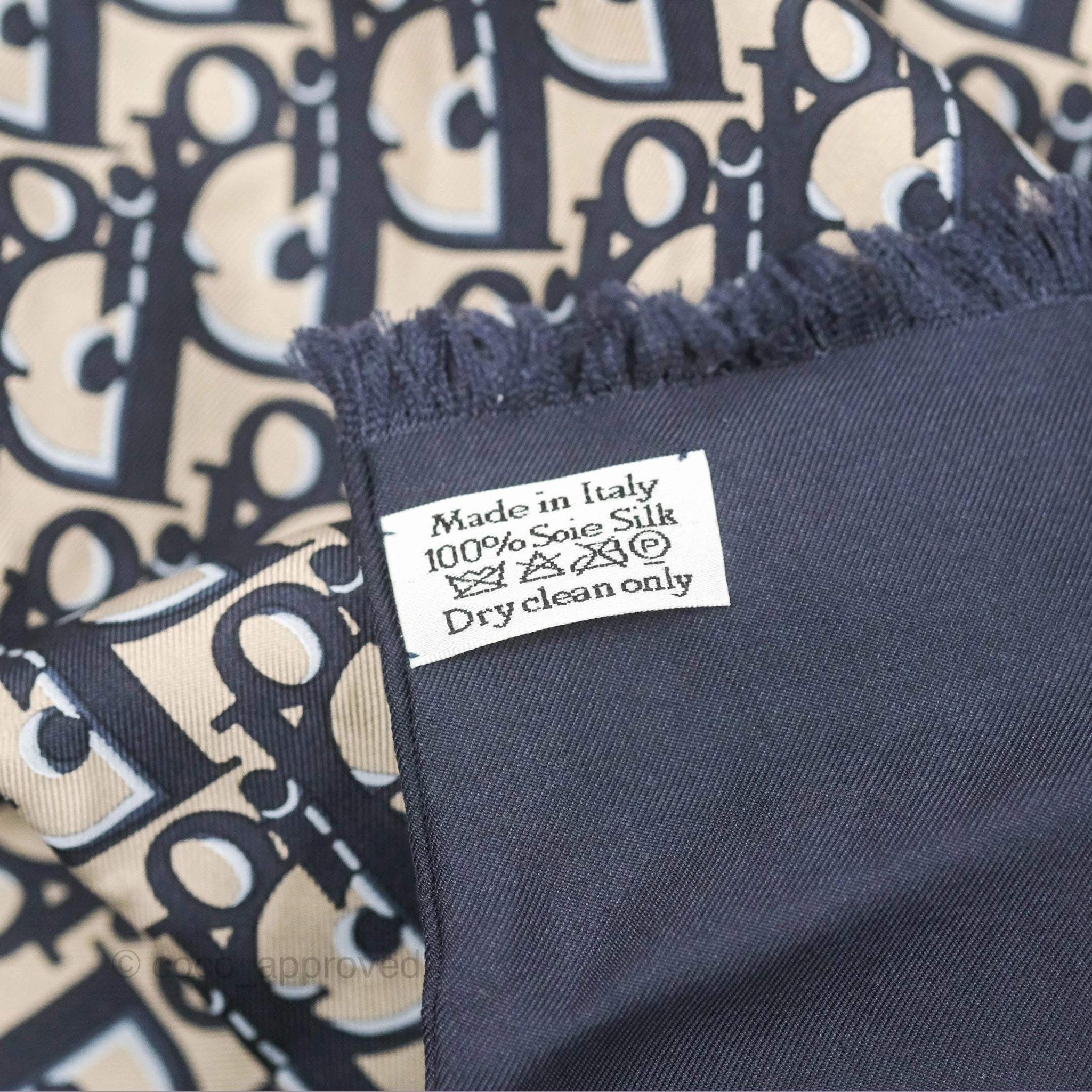 Dior Oblique Stole Navy Blue Silk Twill
