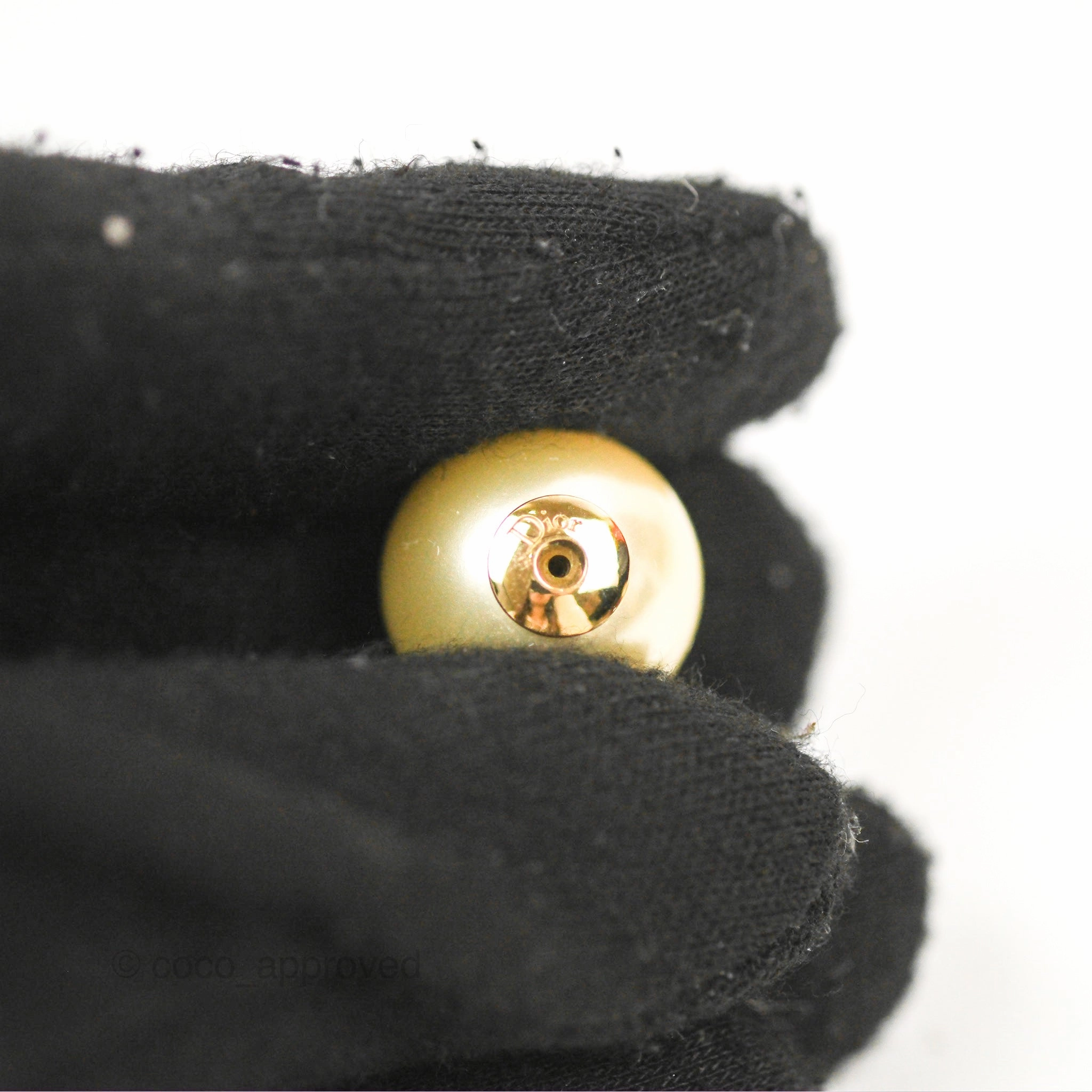 Dior Pearl Earrings Gold Tone