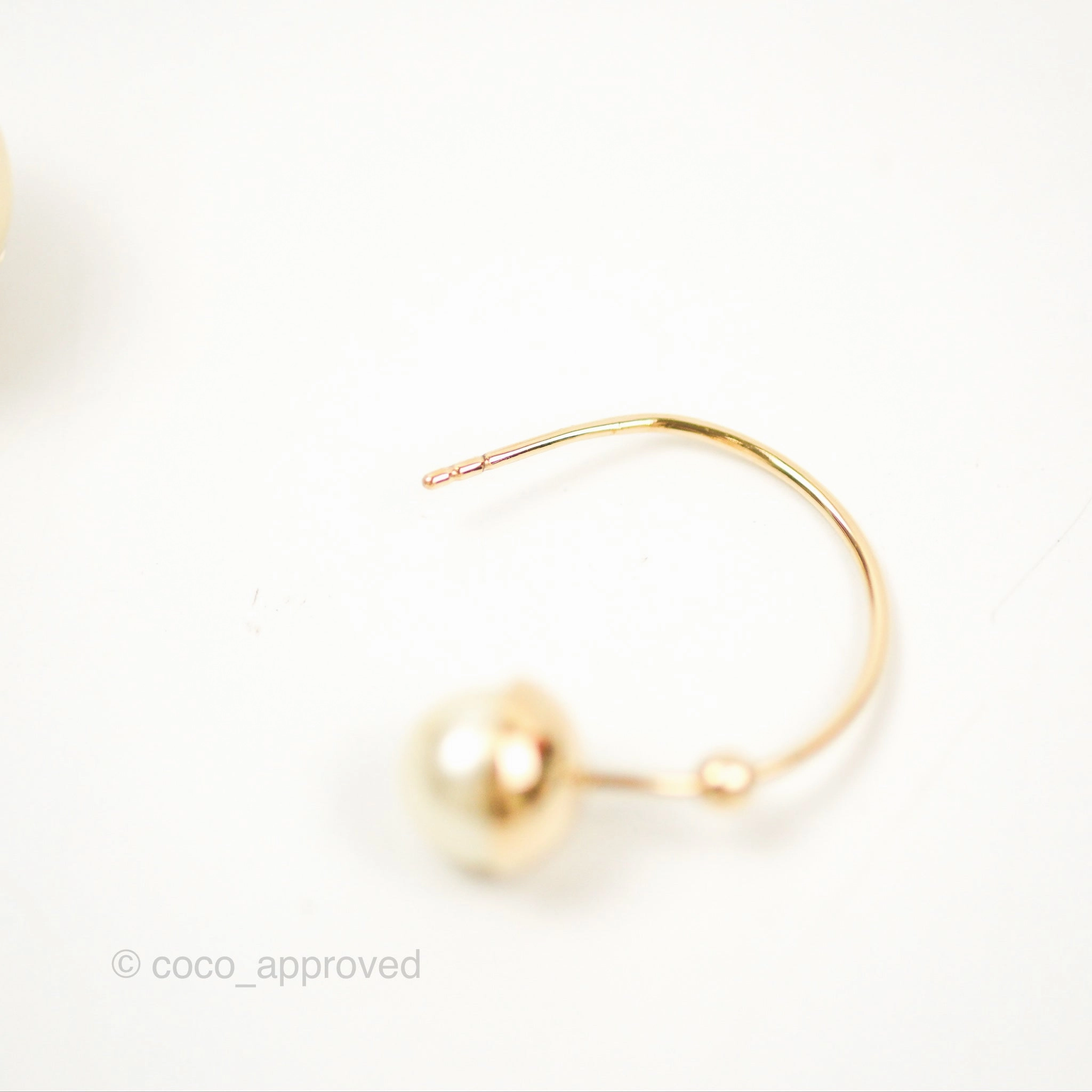 Dior Pearl Earrings Gold Tone