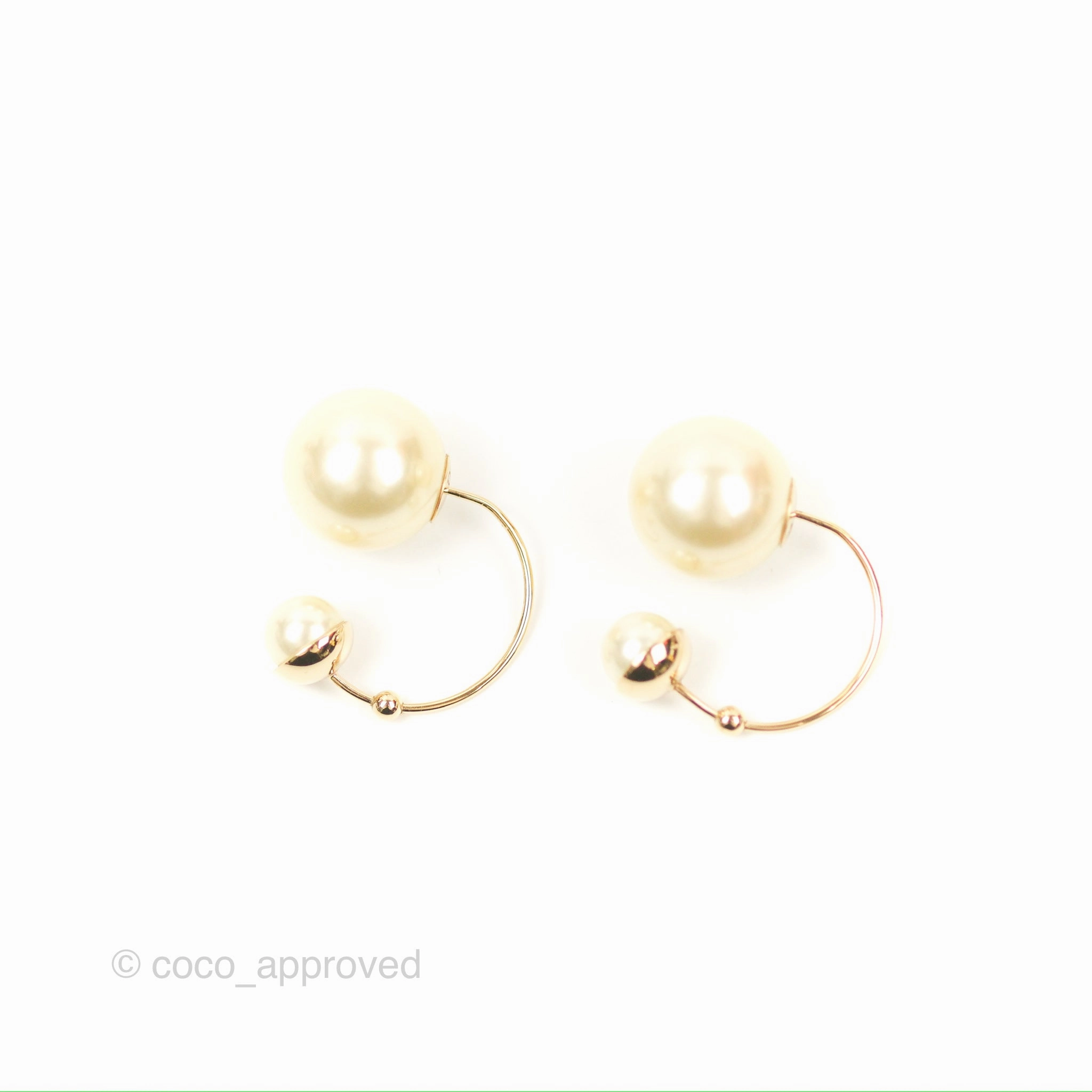 Dior Pearl Earrings Gold Tone