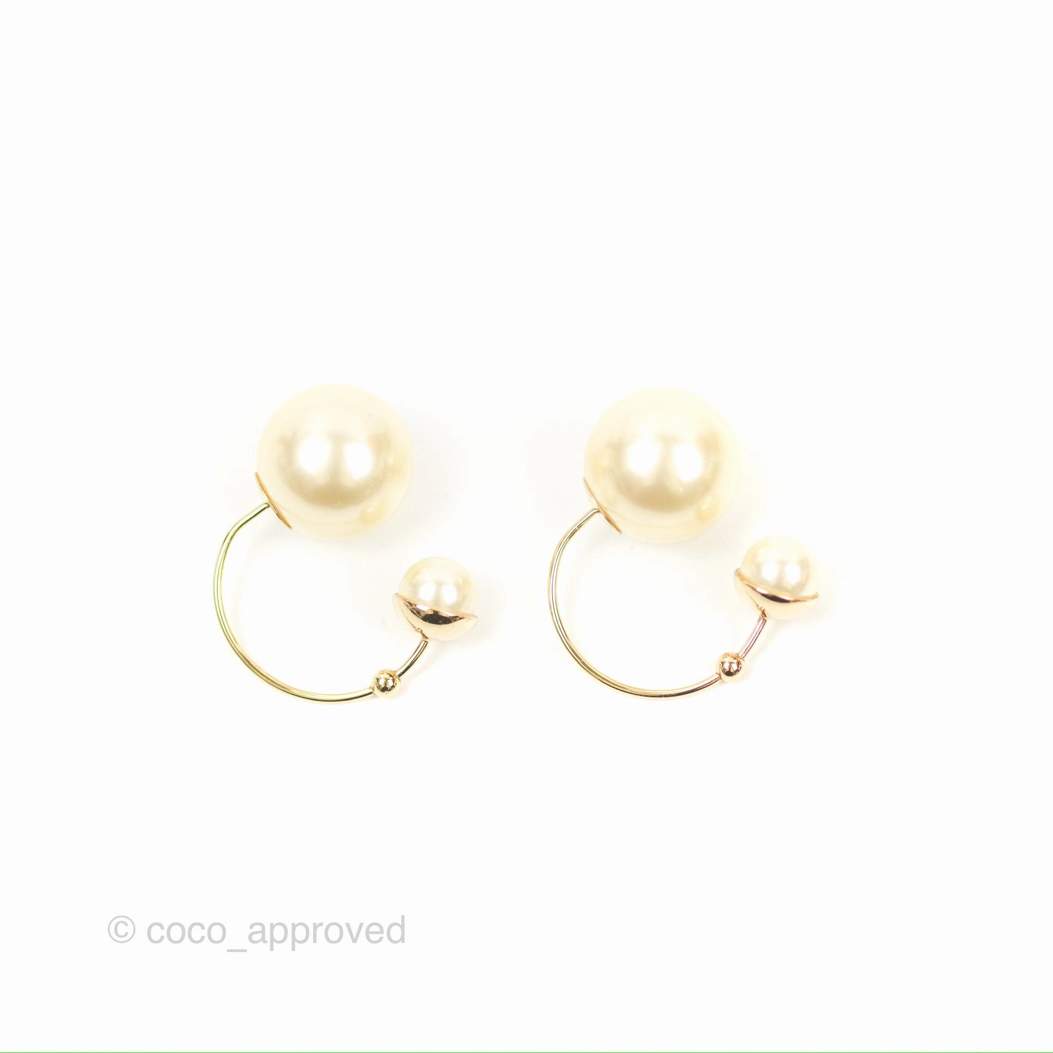 Dior Pearl Earrings Gold Tone