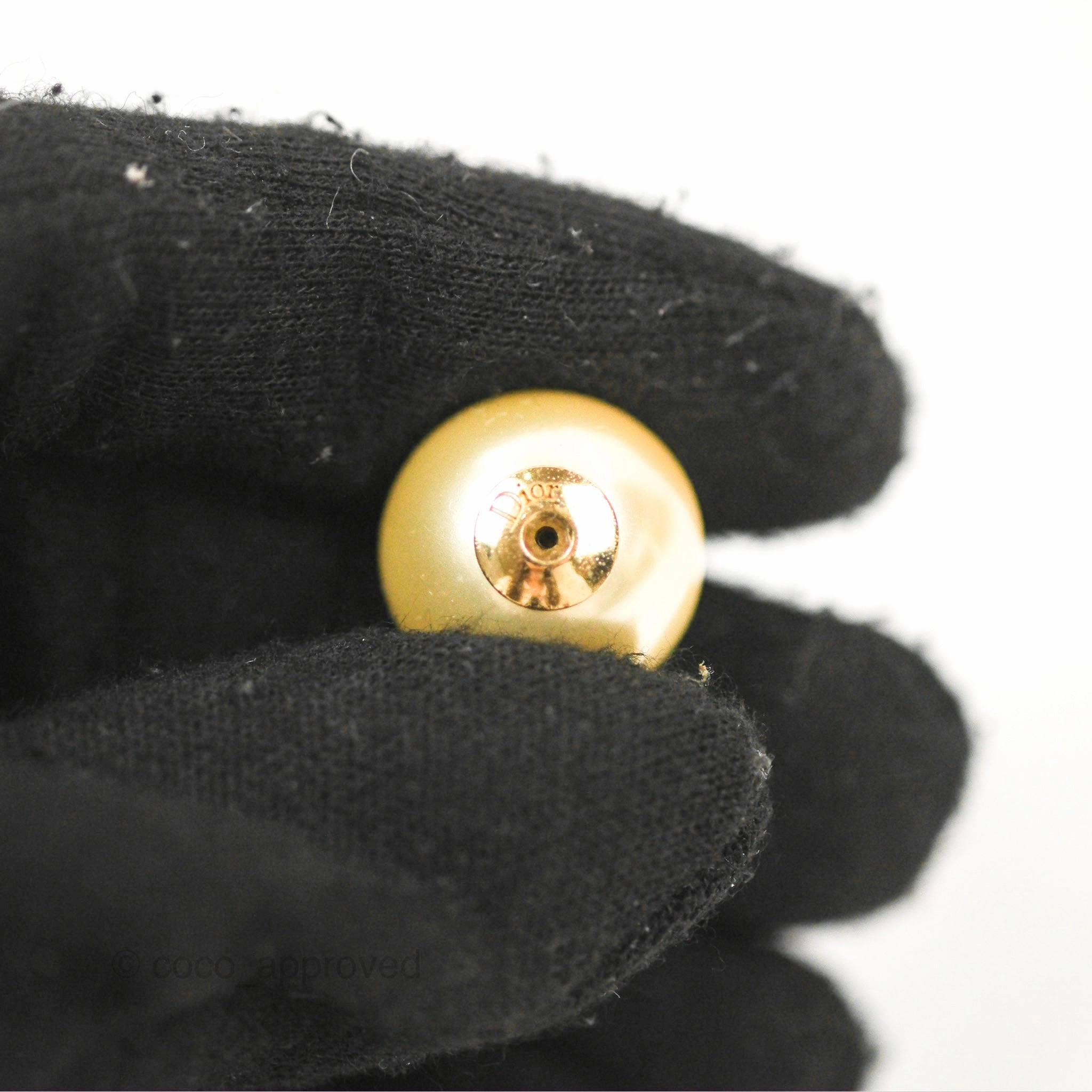 Dior Pearl Earrings Gold Tone