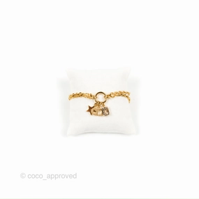 Dior Petit Star Crystal CD Charm Bracelet Gold Tone