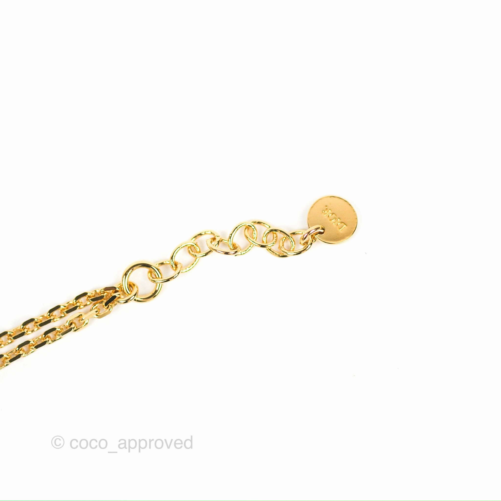 Dior Petit Star Crystal CD Charm Bracelet Gold Tone