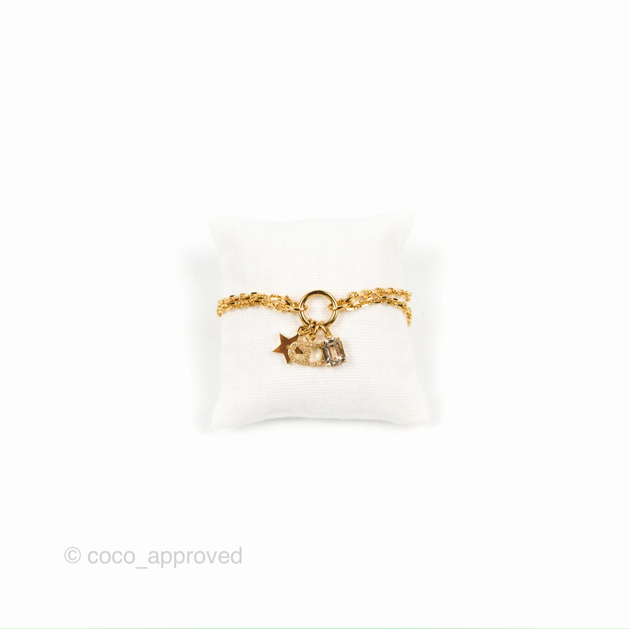 Dior Petit Star Crystal CD Charm Bracelet Gold Tone