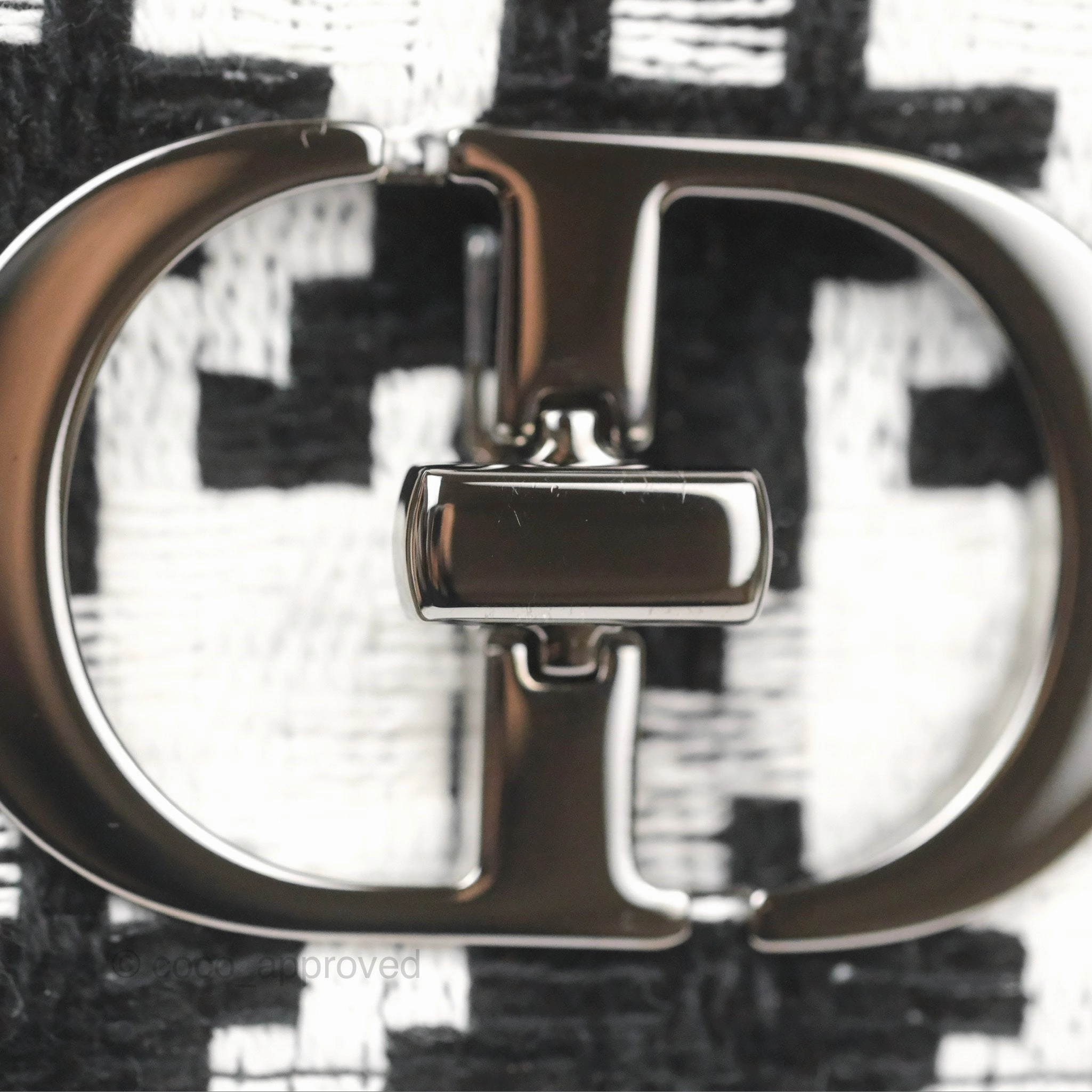 Dior Small Caro Bag Black & White Macro Houndstooth Fabric