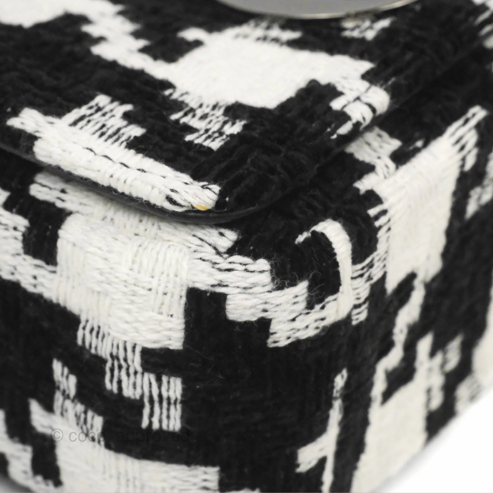 Dior Small Caro Bag Black & White Macro Houndstooth Fabric