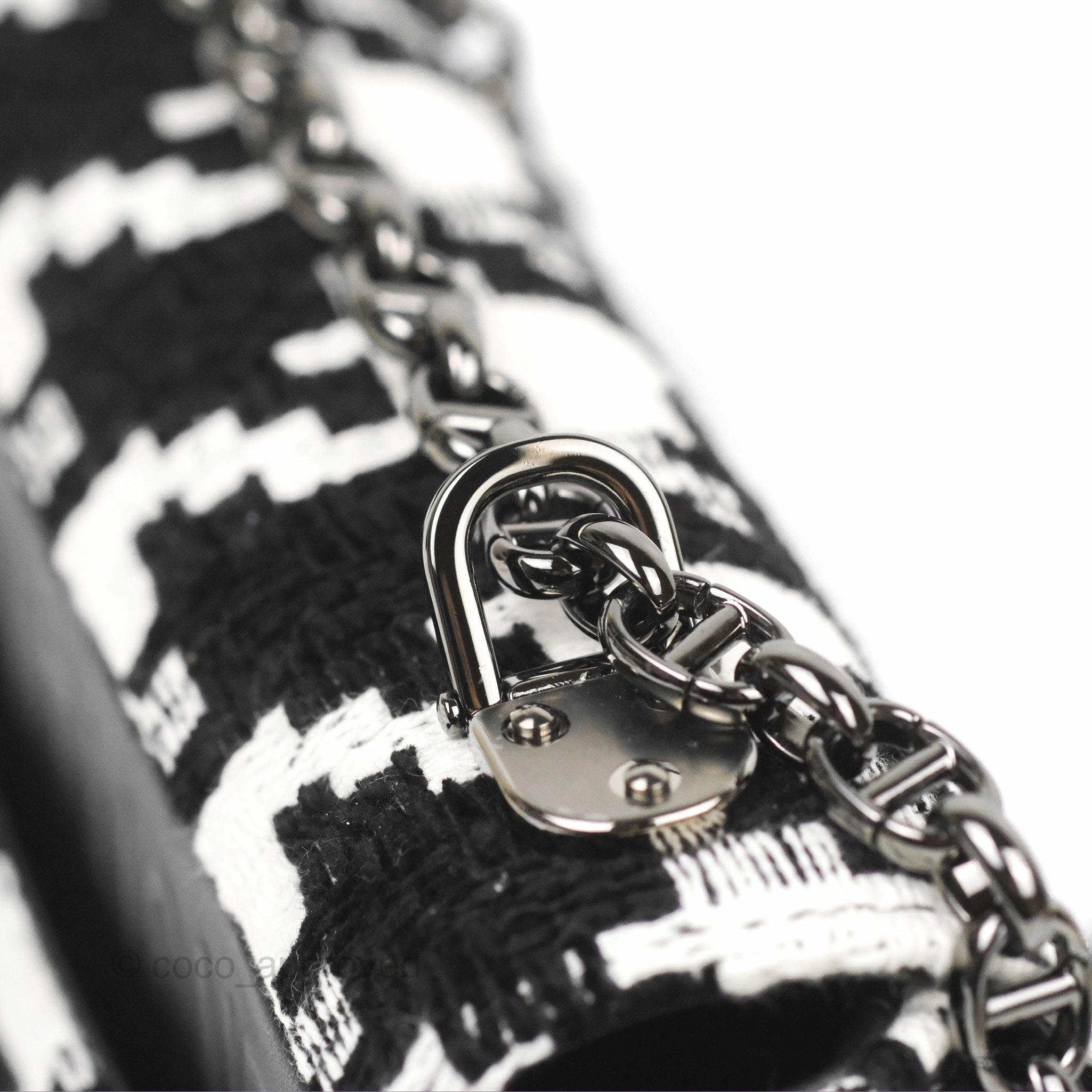 Dior Small Caro Bag Black & White Macro Houndstooth Fabric