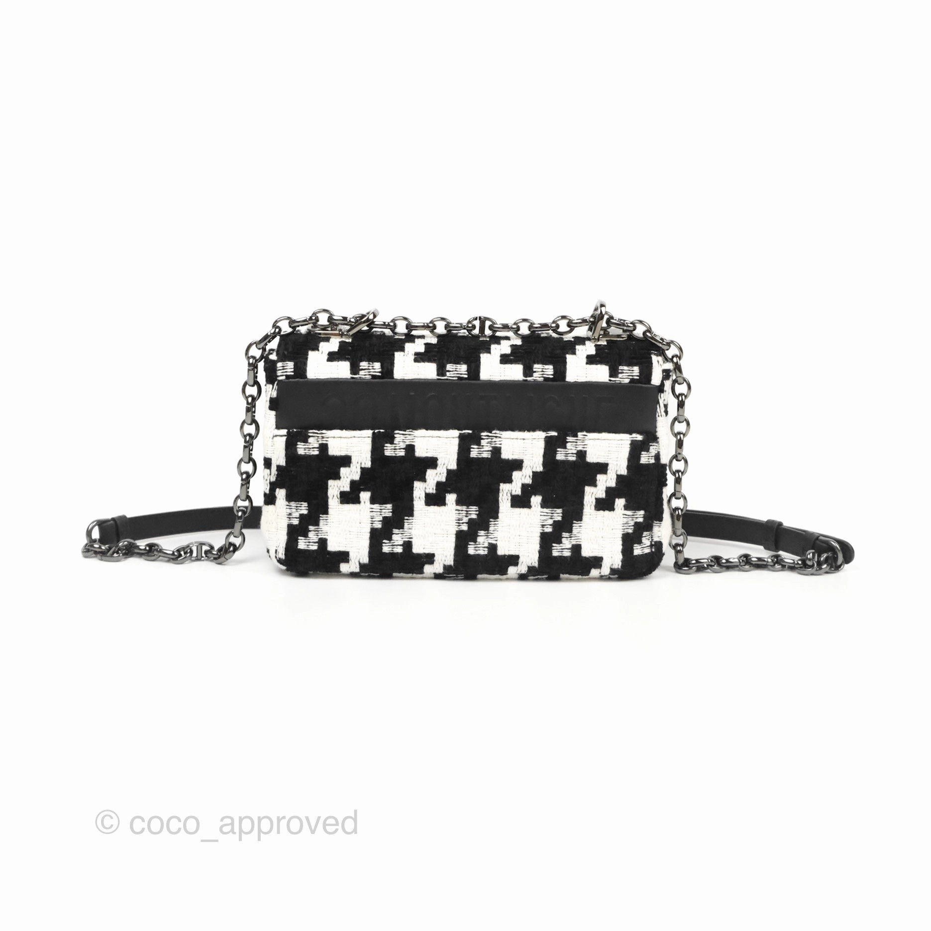 Dior Small Caro Bag Black & White Macro Houndstooth Fabric