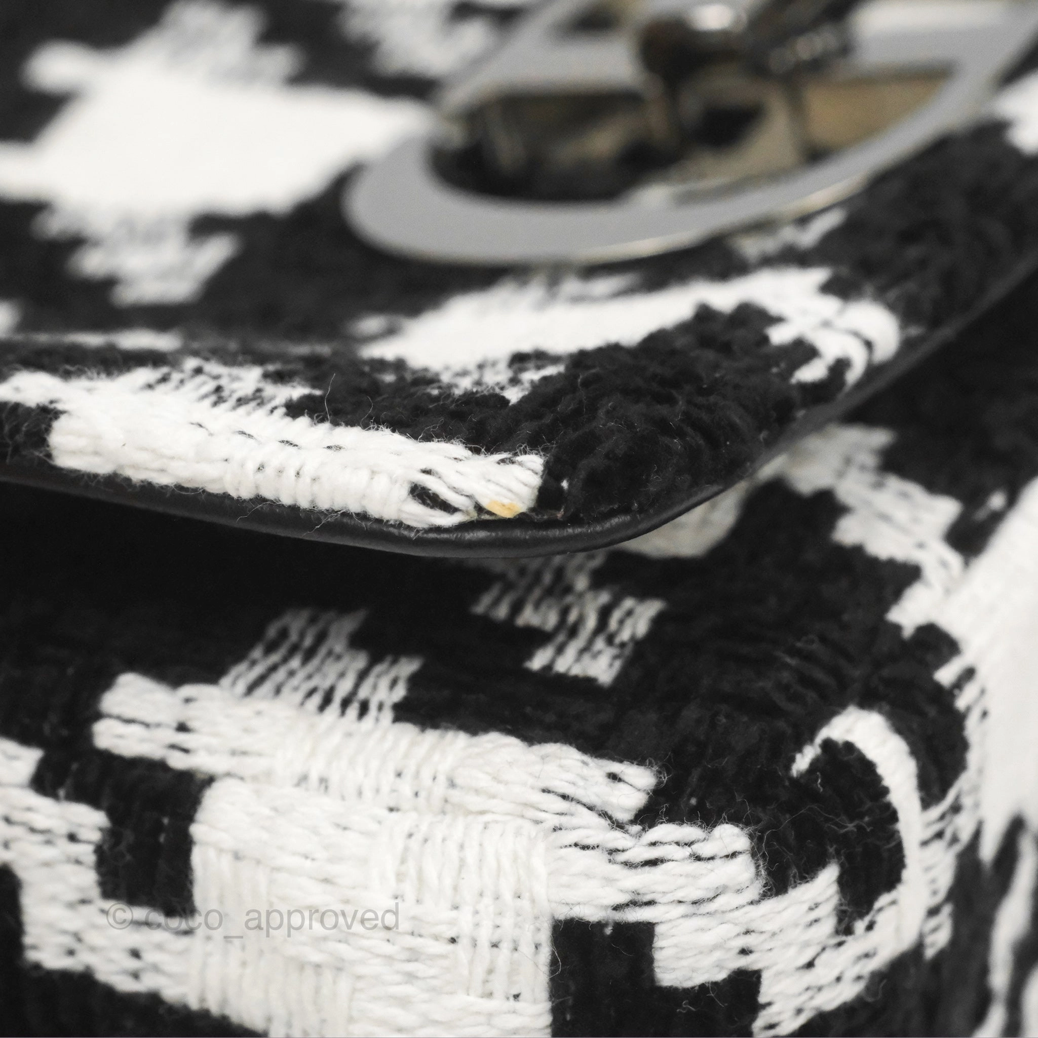 Dior Small Caro Bag Black & White Macro Houndstooth Fabric