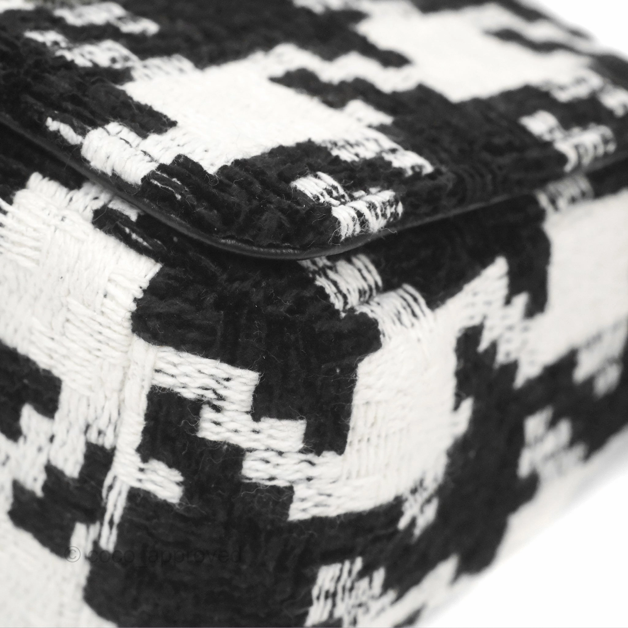 Dior Small Caro Bag Black & White Macro Houndstooth Fabric