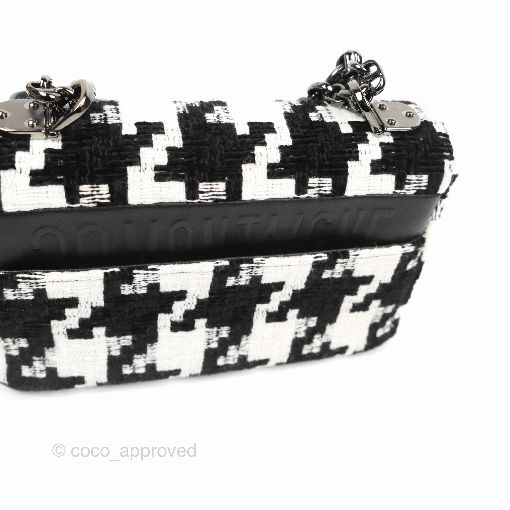 Dior Small Caro Bag Black & White Macro Houndstooth Fabric